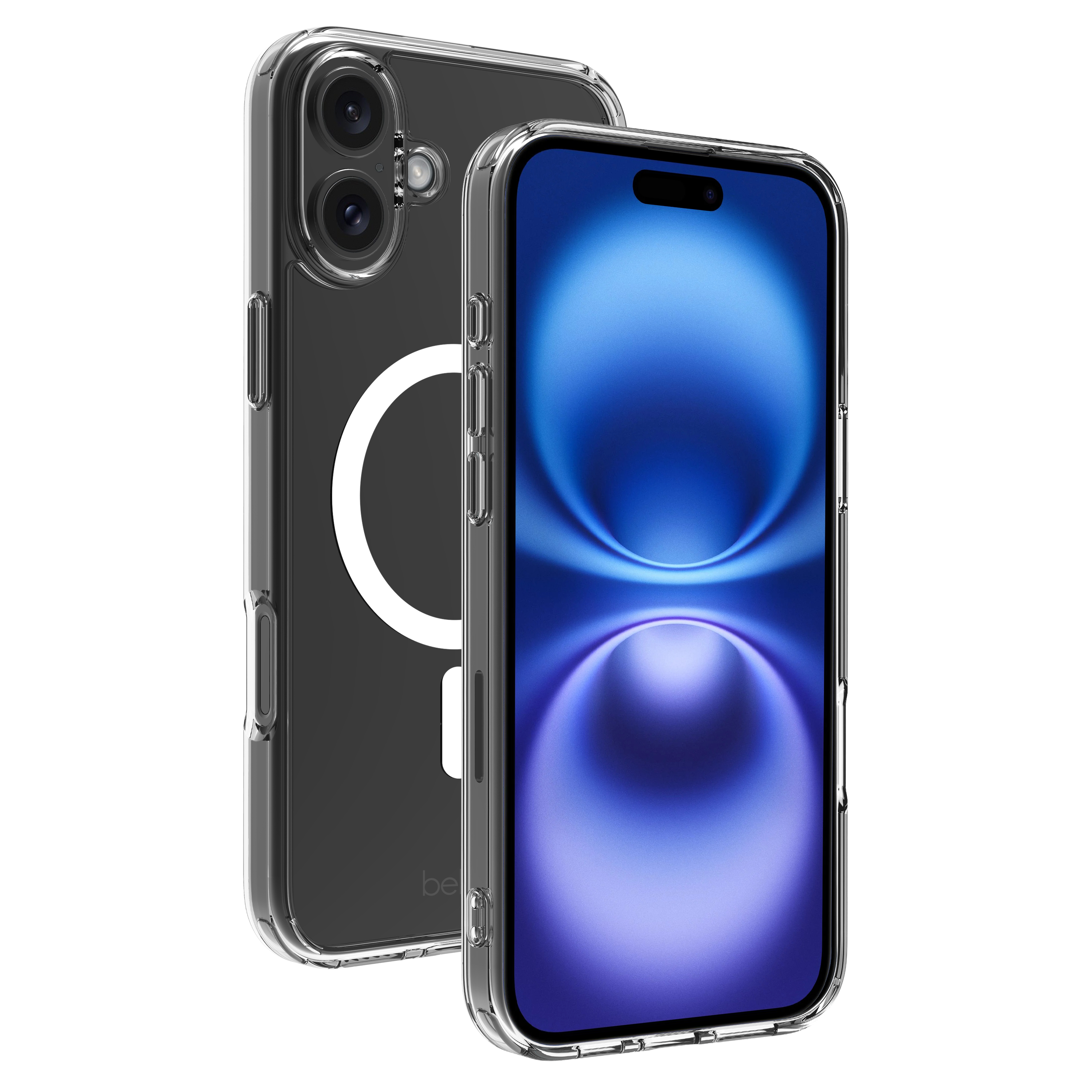 BeHello iPhone 16 Plus Clear case met magnetische ring transparant