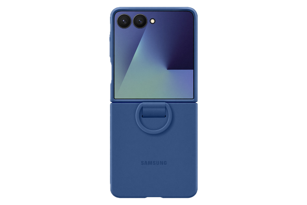 Samsung Galaxy Flip7 Silicone ring case blauw