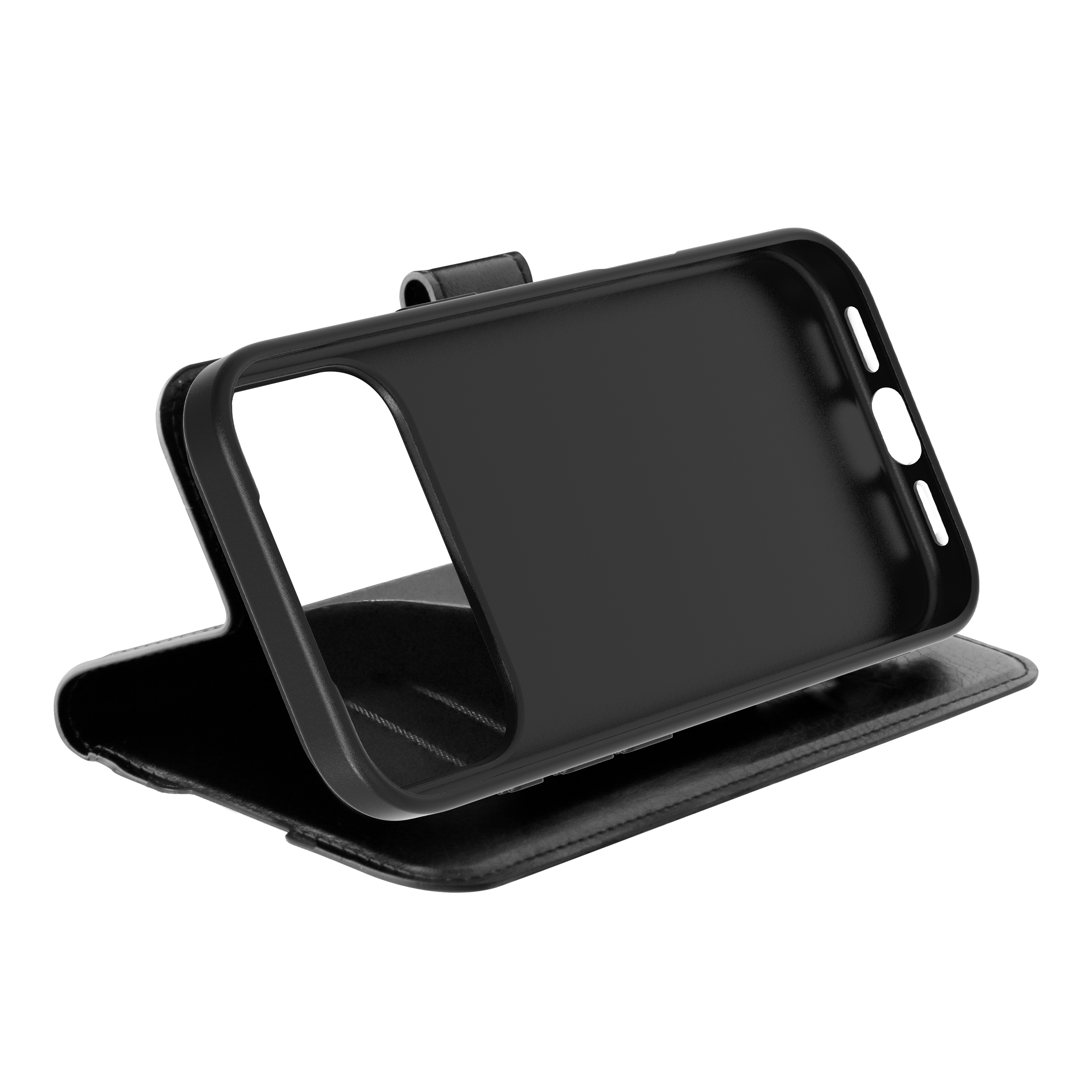 Behello iPhone 17 Pro Gel wallet case met magnetische ring zwart