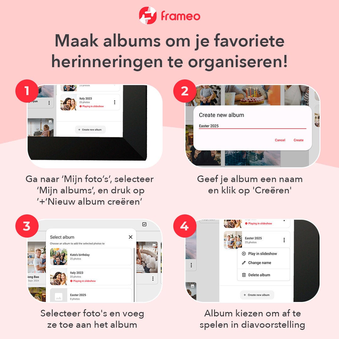 BeHello Digitale fotolijst met Frameo app 16GB licht eikenhout