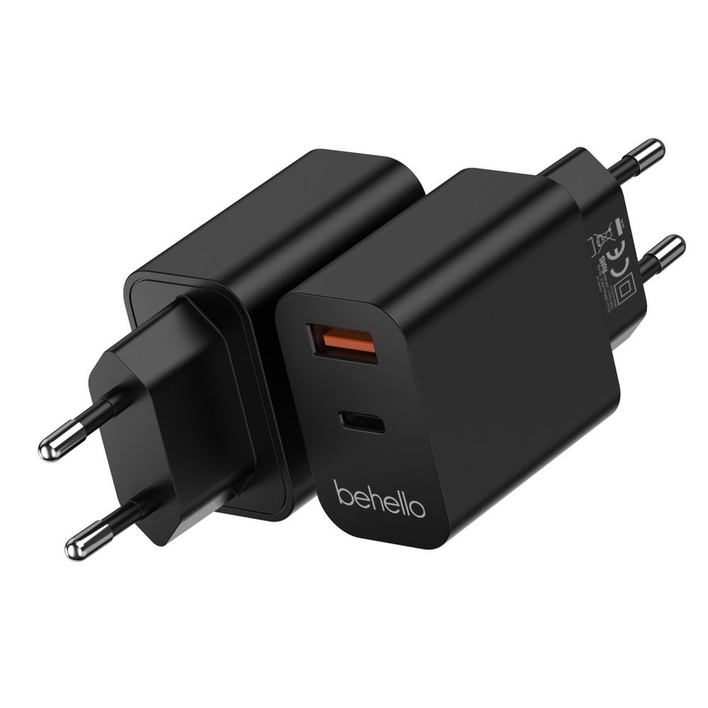 BeHello Oplader 25W met 2 poorten (USB-C en USB-A) zwart