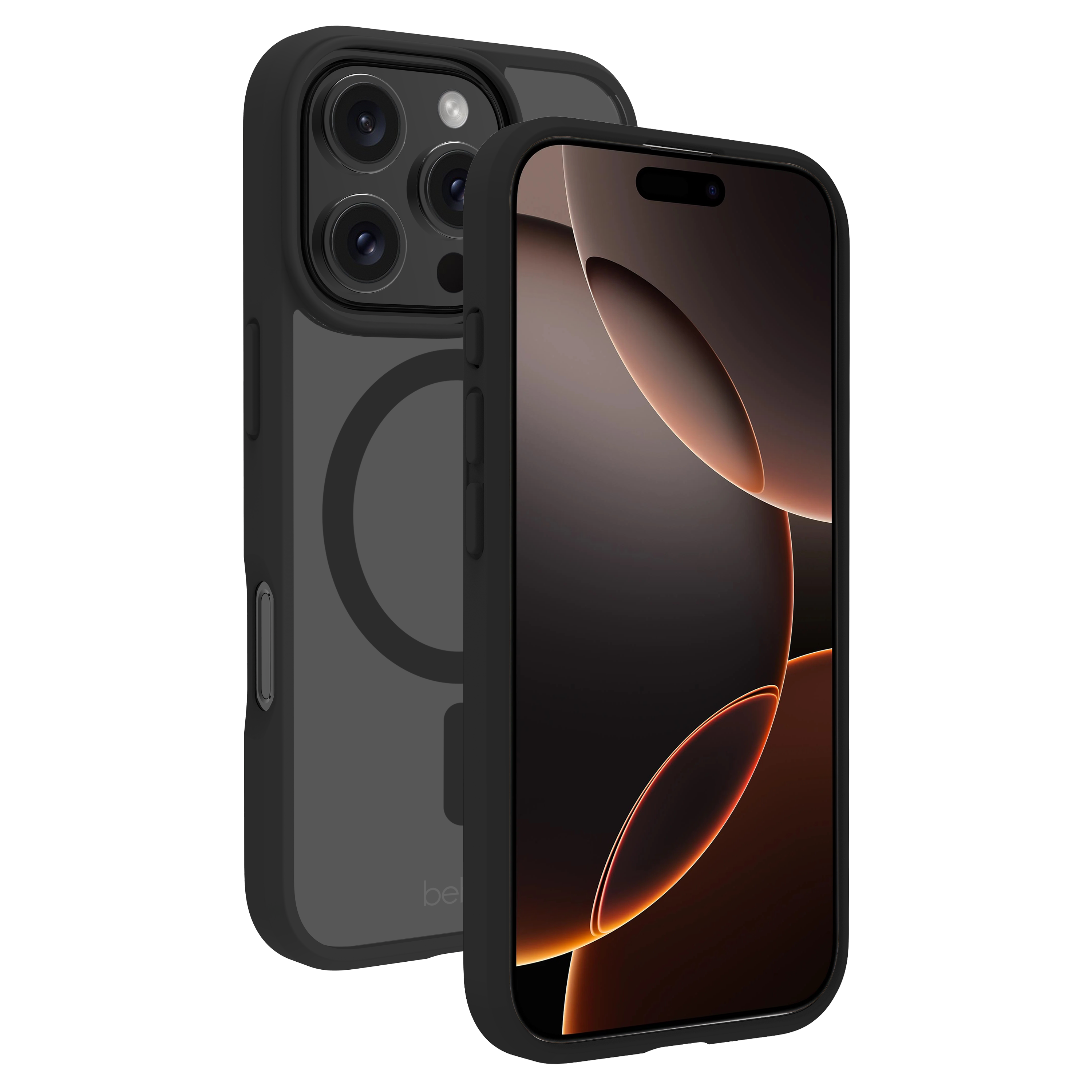 BeHello iPhone 16 Pro Clear case met magnetische ring zwart