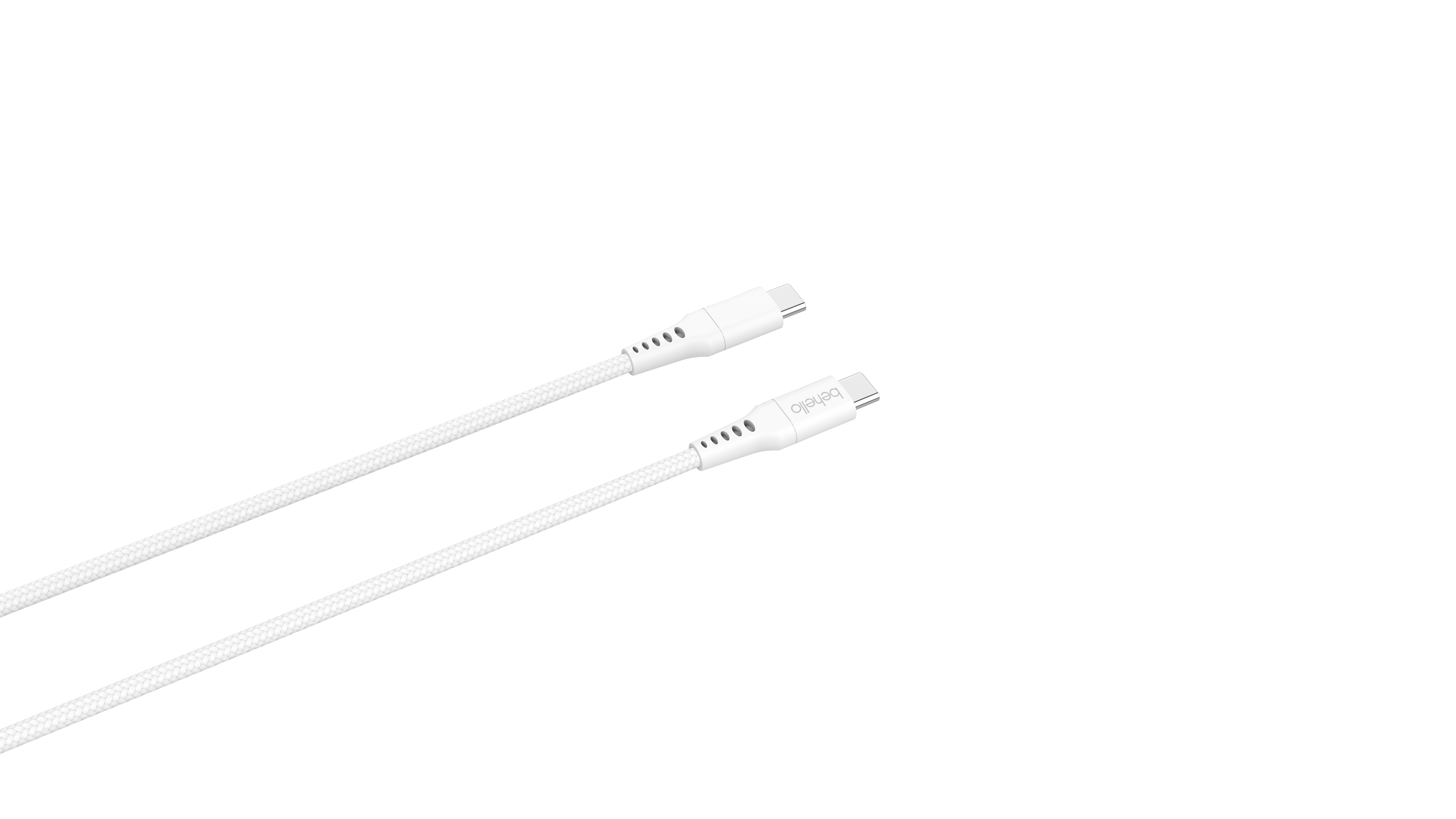 BeHello USB-C naar USB-C kabel geweven 1m wit