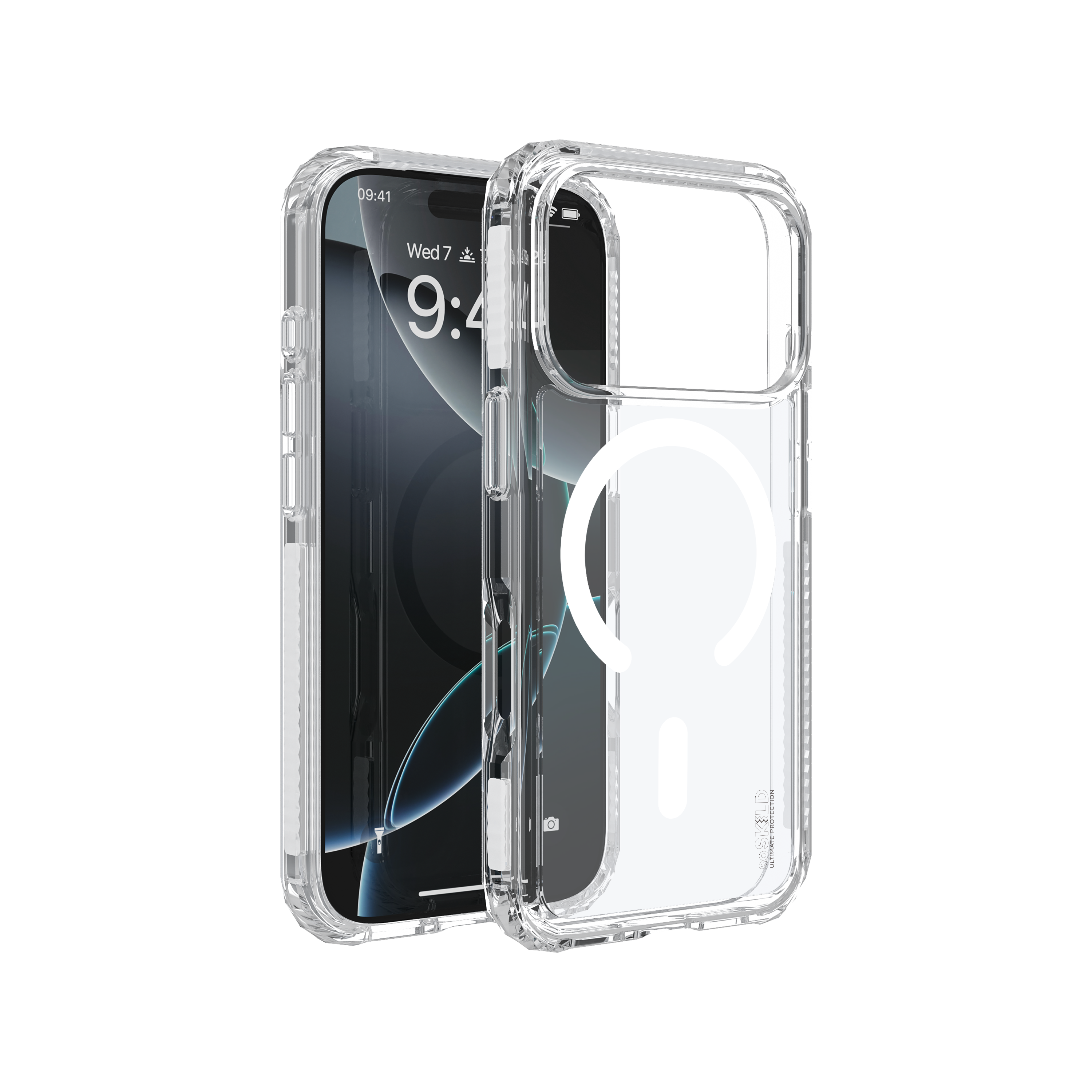 SoSkild iPhone 17 Pro Defend heavy impact case met magnetische ring transparant