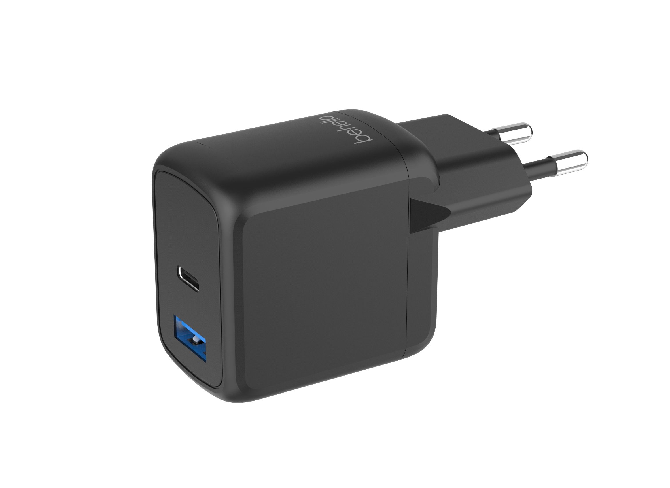 BeHello Oplader 25W GaN met 2 poorten (USB-C en USB-A) zwart
