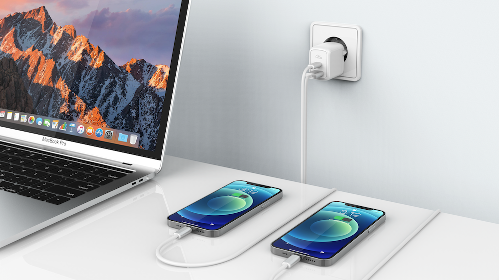 BeHello Oplader 45W GaN met 2 poorten (USB-C en USB-A) wit