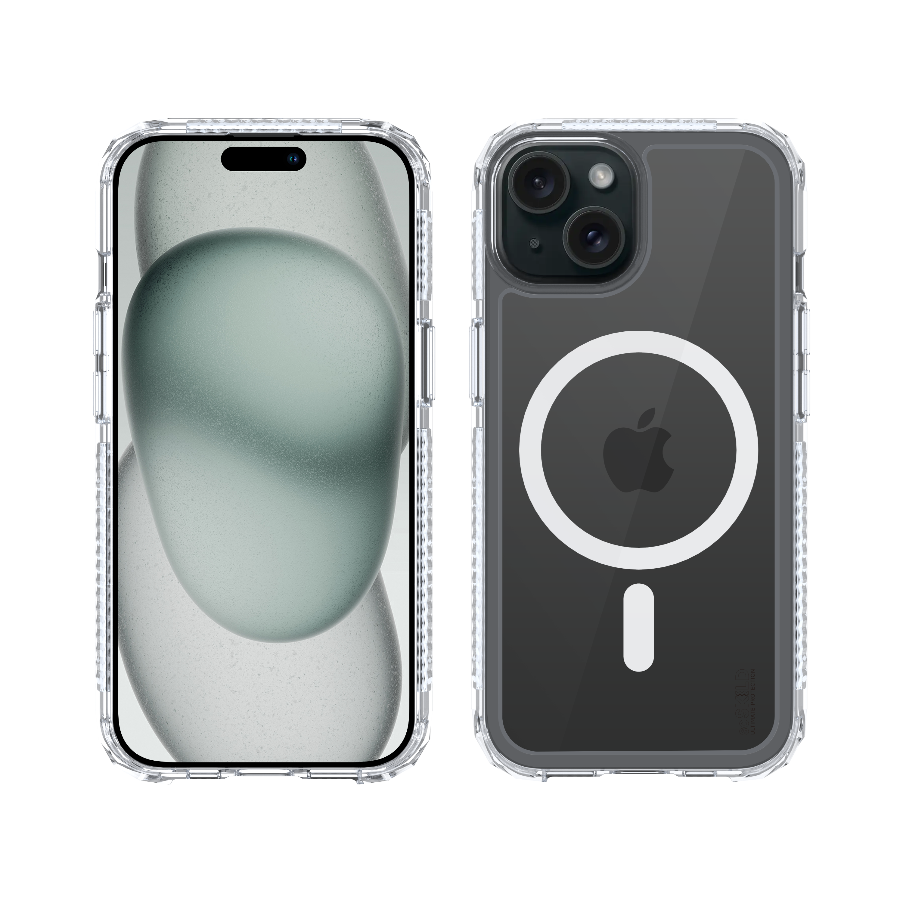 SoSkild iPhone 15 Defend heavy impact case met magnetische ring transparant