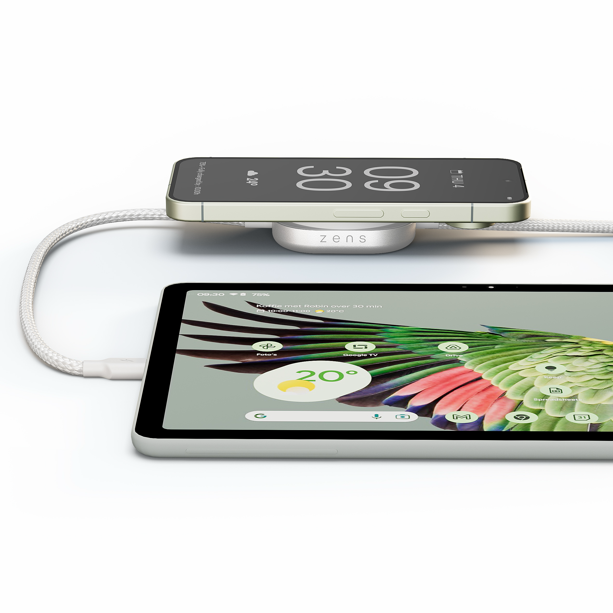 Zens USB-C naar USB-C kabel Pro 2 wit