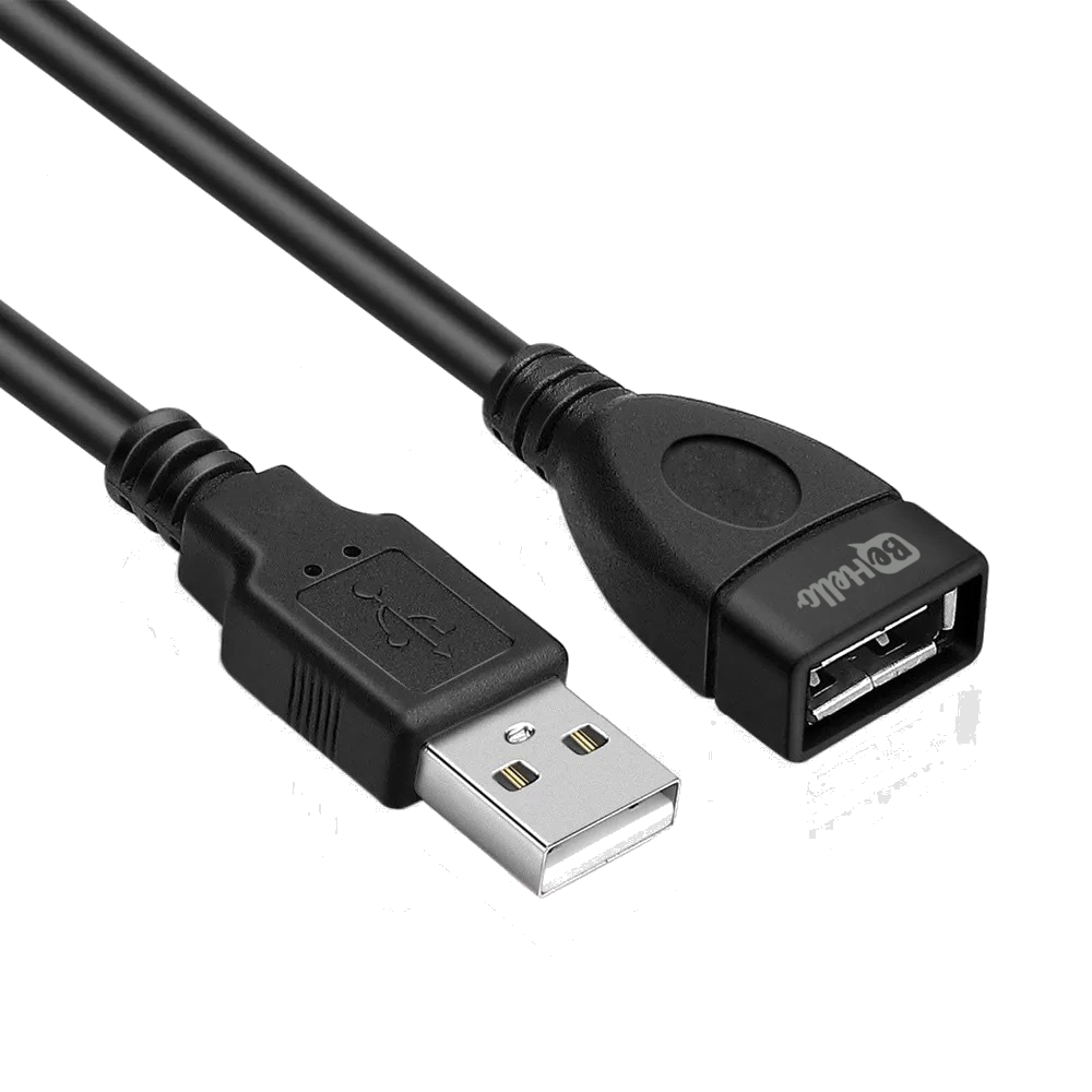 BeHello Verlengkabel USB-A (female) naar USB-A (male) 2m zwart