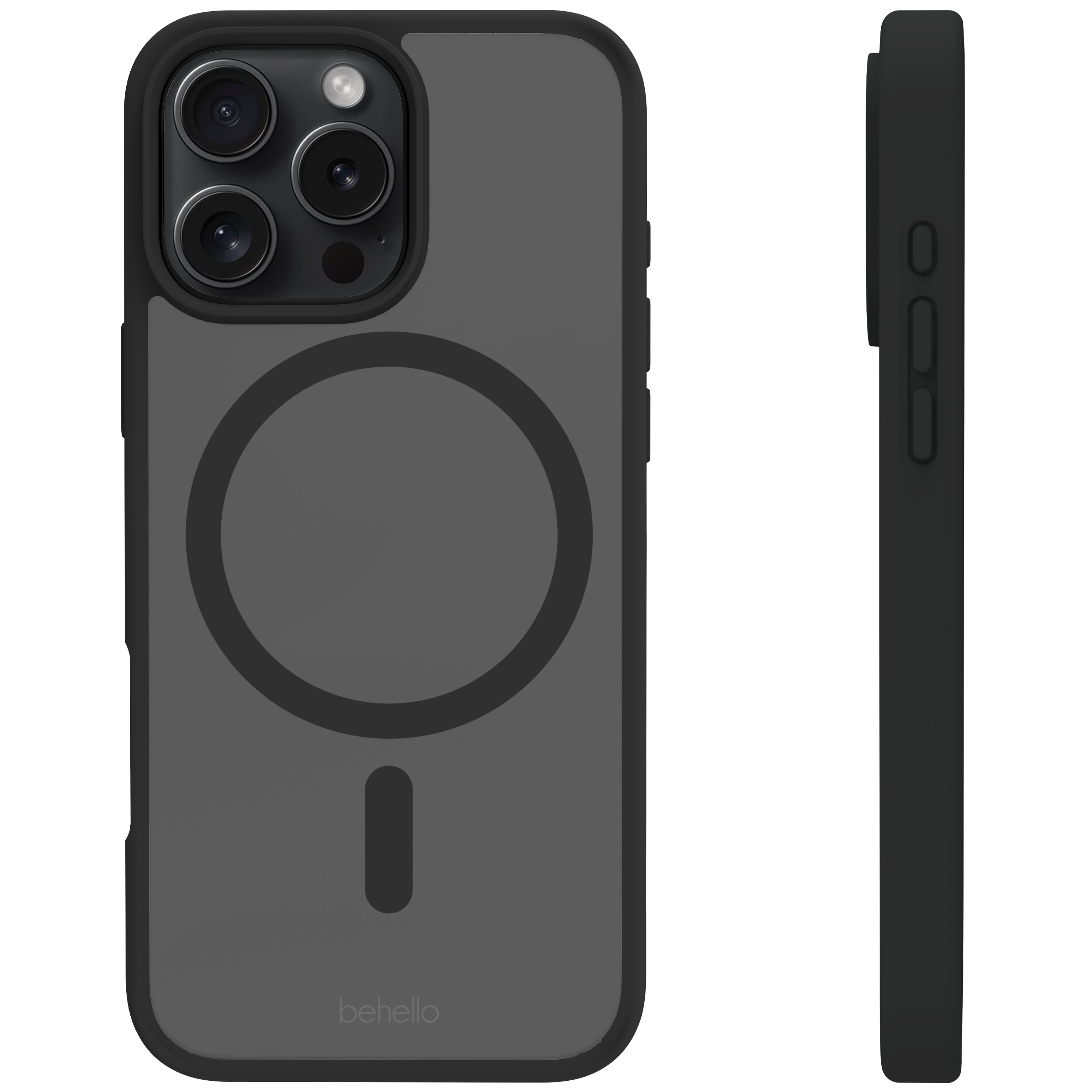 BeHello iPhone 16 Pro Clear case met magnetische ring zwart