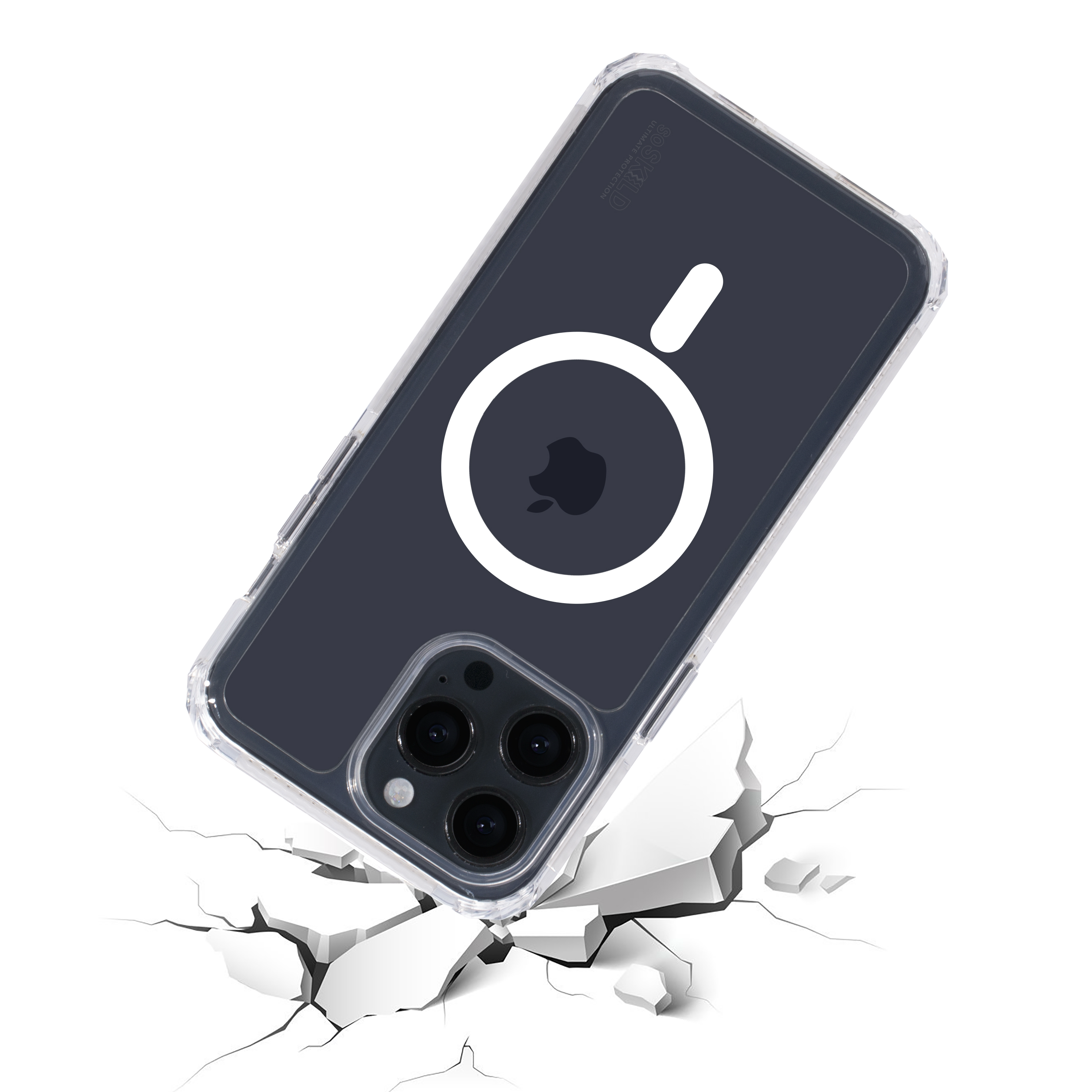 SoSkild iPhone 14 Pro Defend heavy impact case met magnetische ring transparant