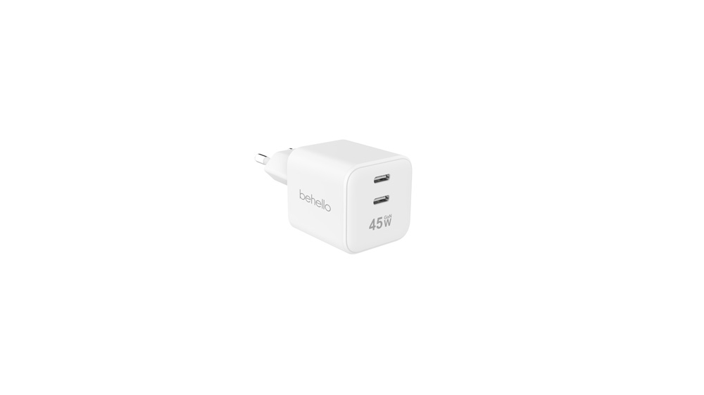 BeHello Oplader 45W GaN met 2 USB-C poorten wit