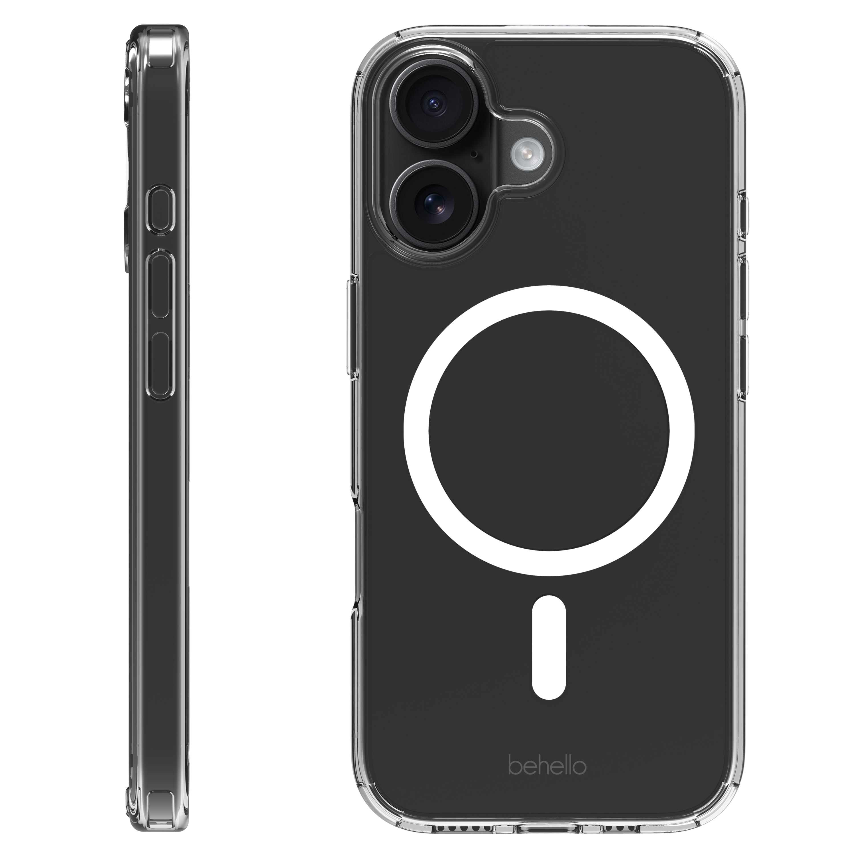 BeHello iPhone 17 Clear case met magnetische ring transparant