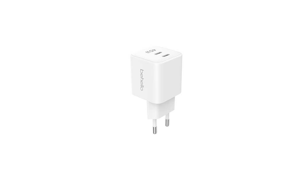 BeHello Oplader 45W GaN met 2 USB-C poorten wit