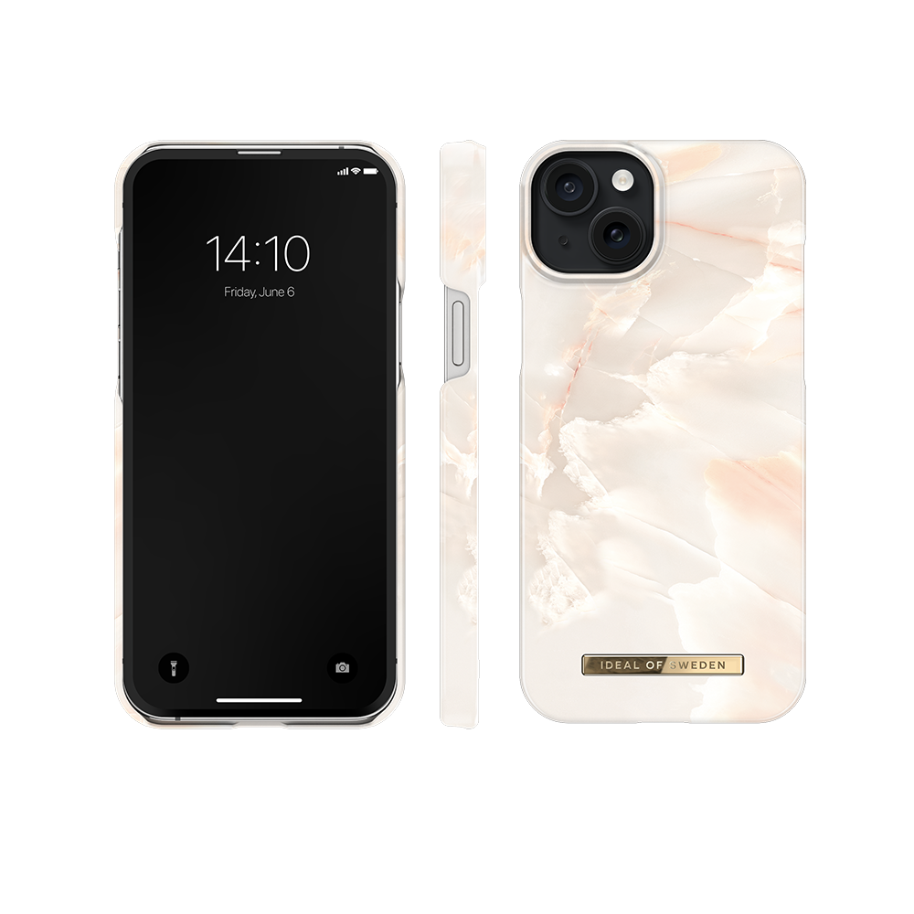 iDeal of Sweden iPhone 15 Plus Fashion back case rose pearl marble