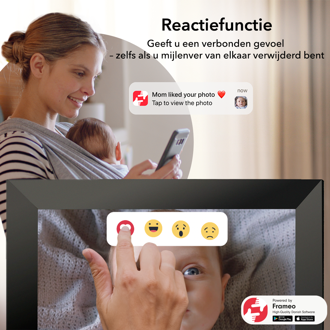 BeHello Digitale fotolijst met Frameo app 16GB licht eikenhout
