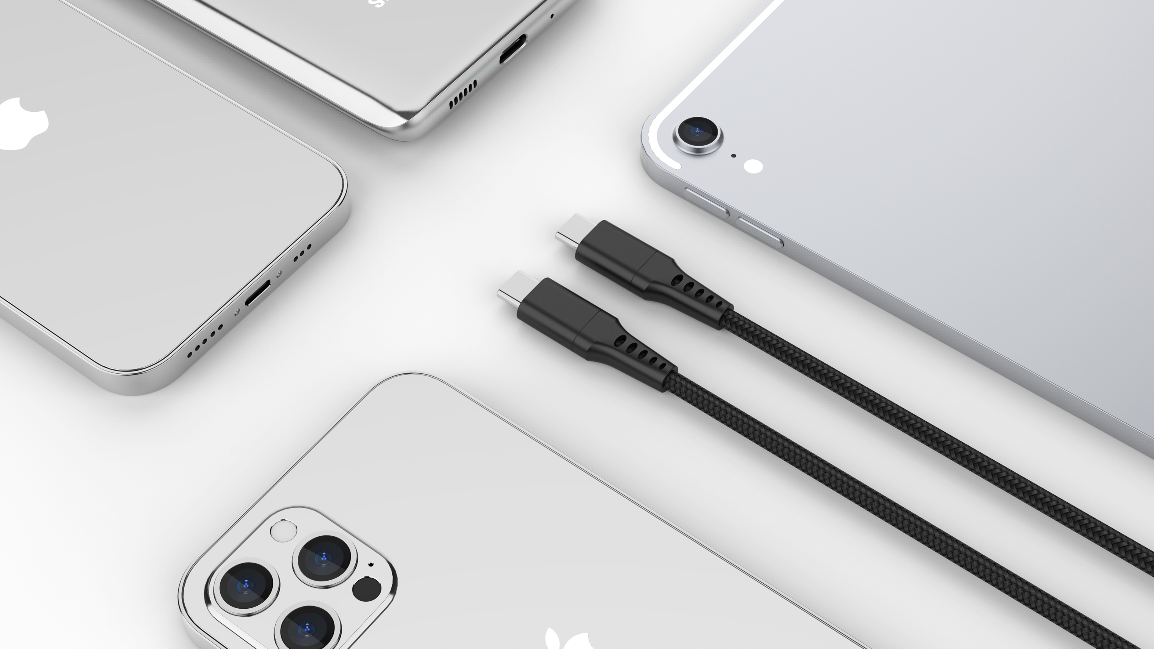 BeHello USB-C naar USB-C kabel geweven 1m zwart