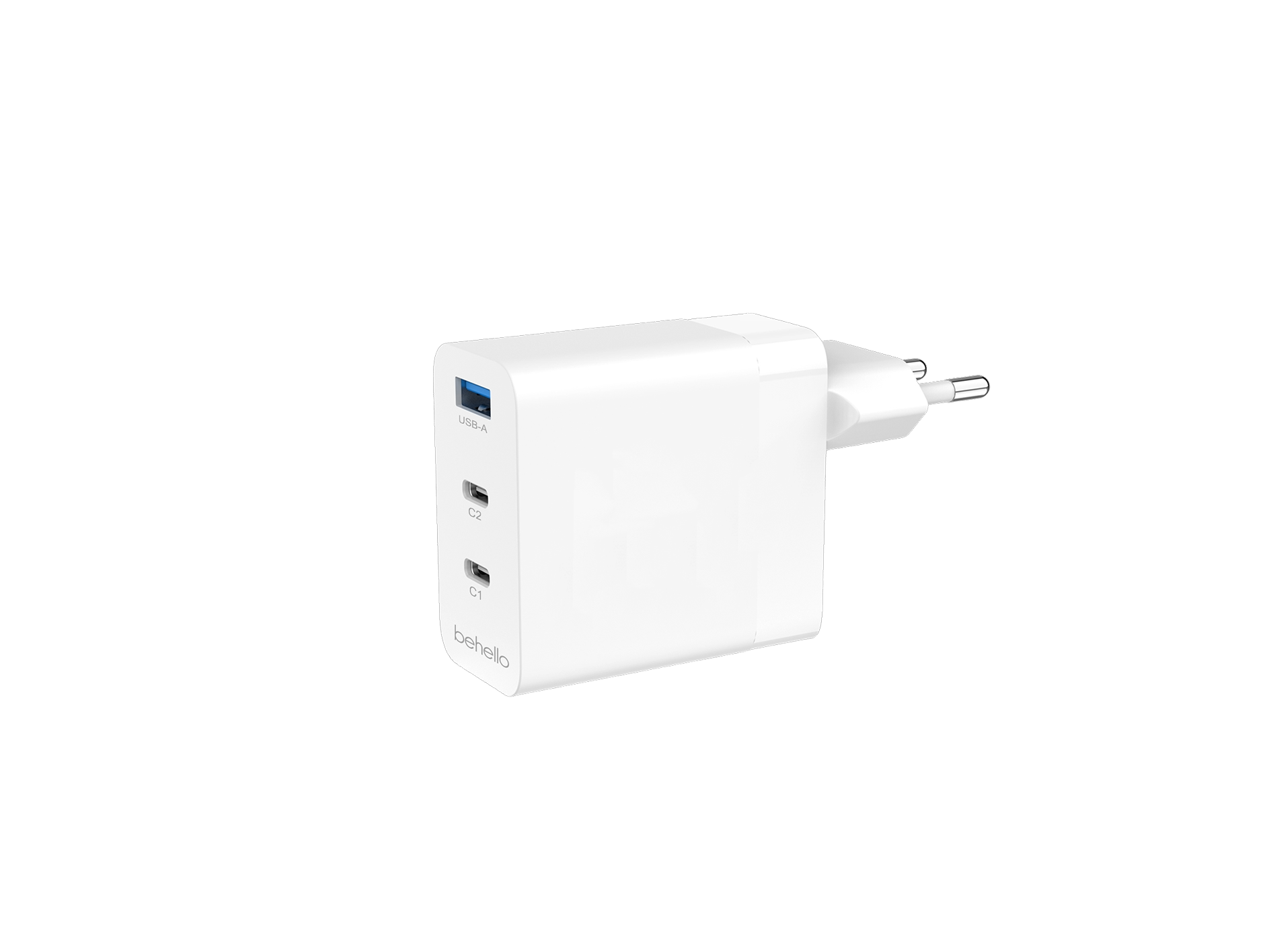 BeHello Oplader met 3 poorten 65W (USB-C en USB-A) wit