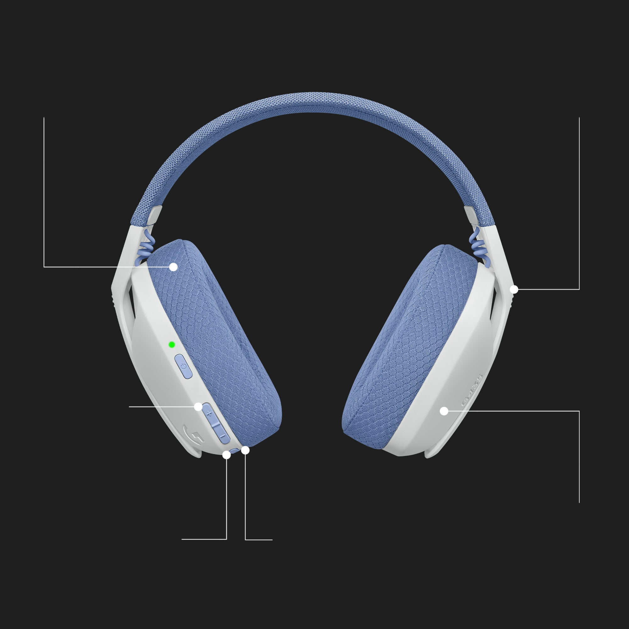 Logitech G G435 draadloze gaming headset blauw/wit