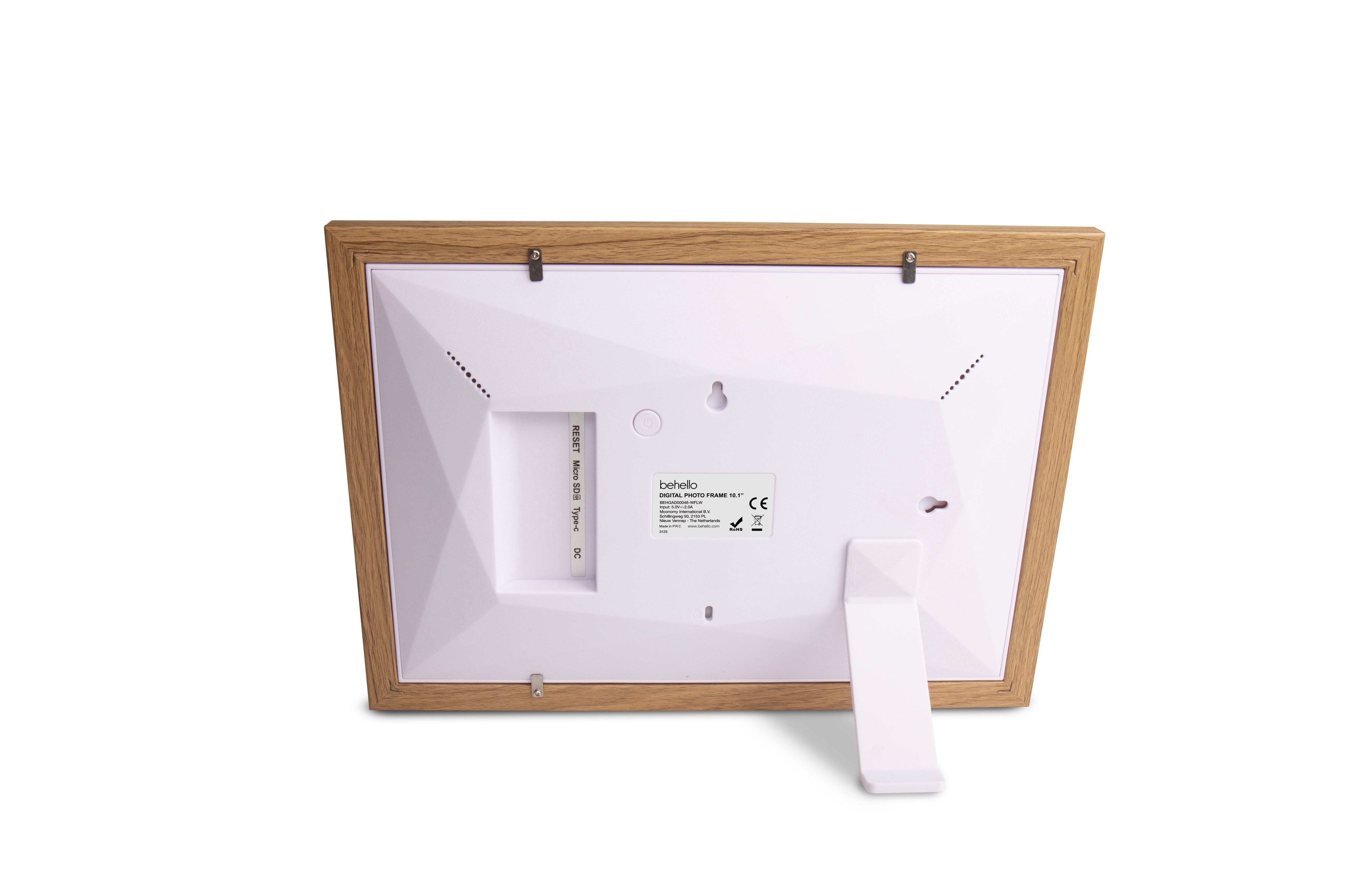 BeHello Digitale fotolijst met Frameo app 16GB licht eikenhout