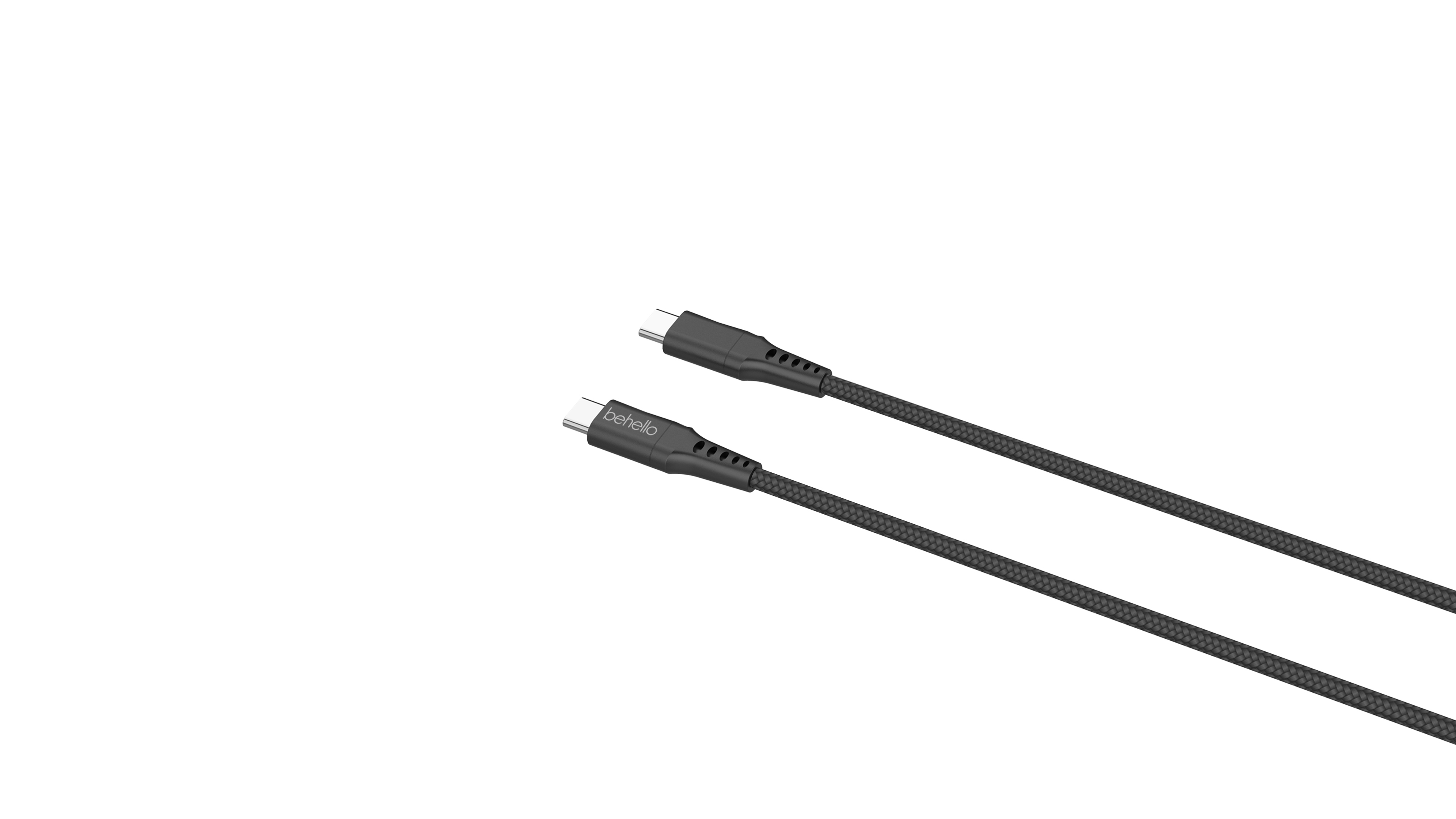 BeHello USB-C naar USB-C kabel geweven 1m zwart