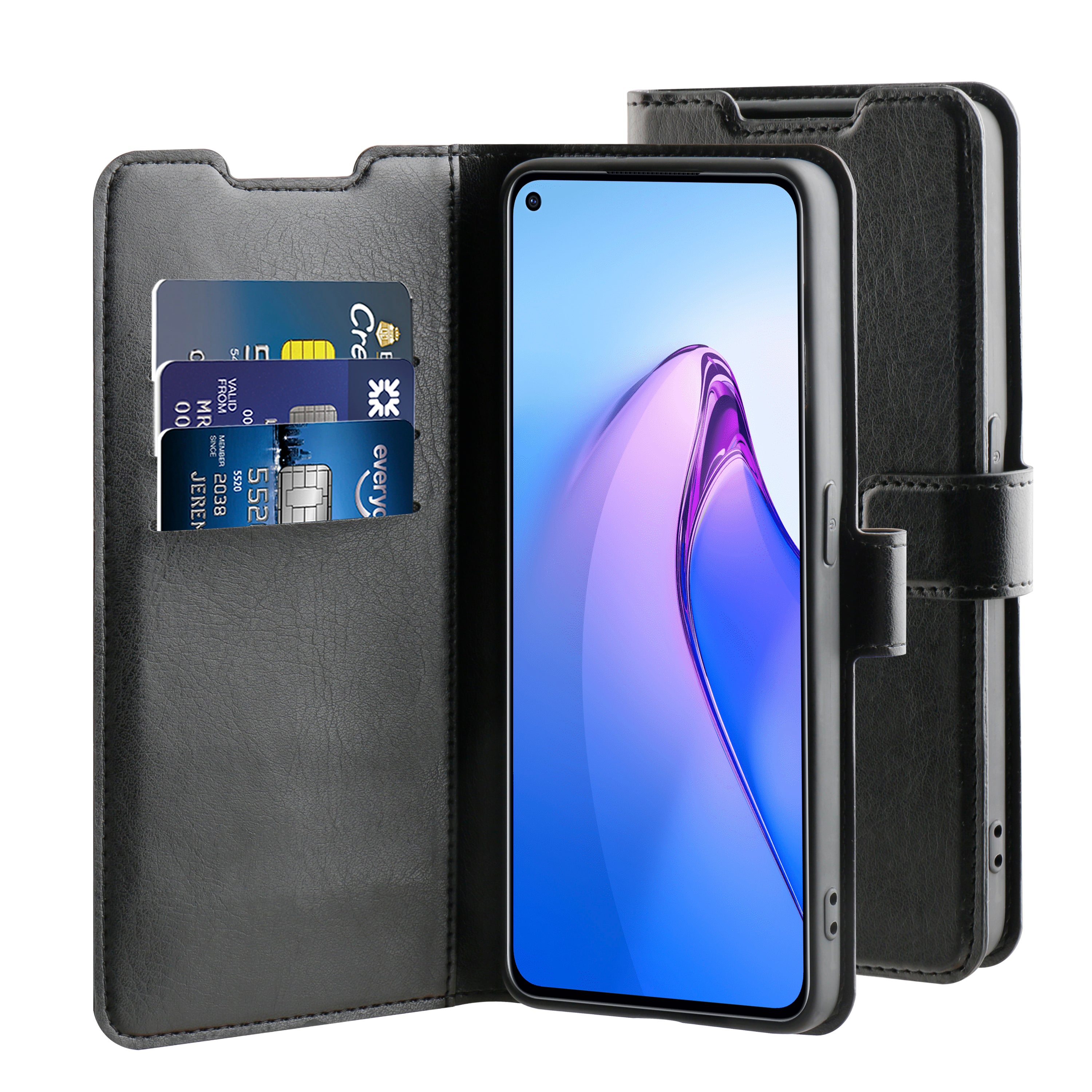 BeHello Oppo Reno 8 Gel wallet case zwart