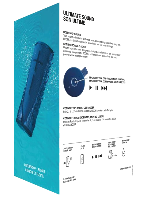 Ultimate Ears Boom 3 bluetooth speaker lagoon blue