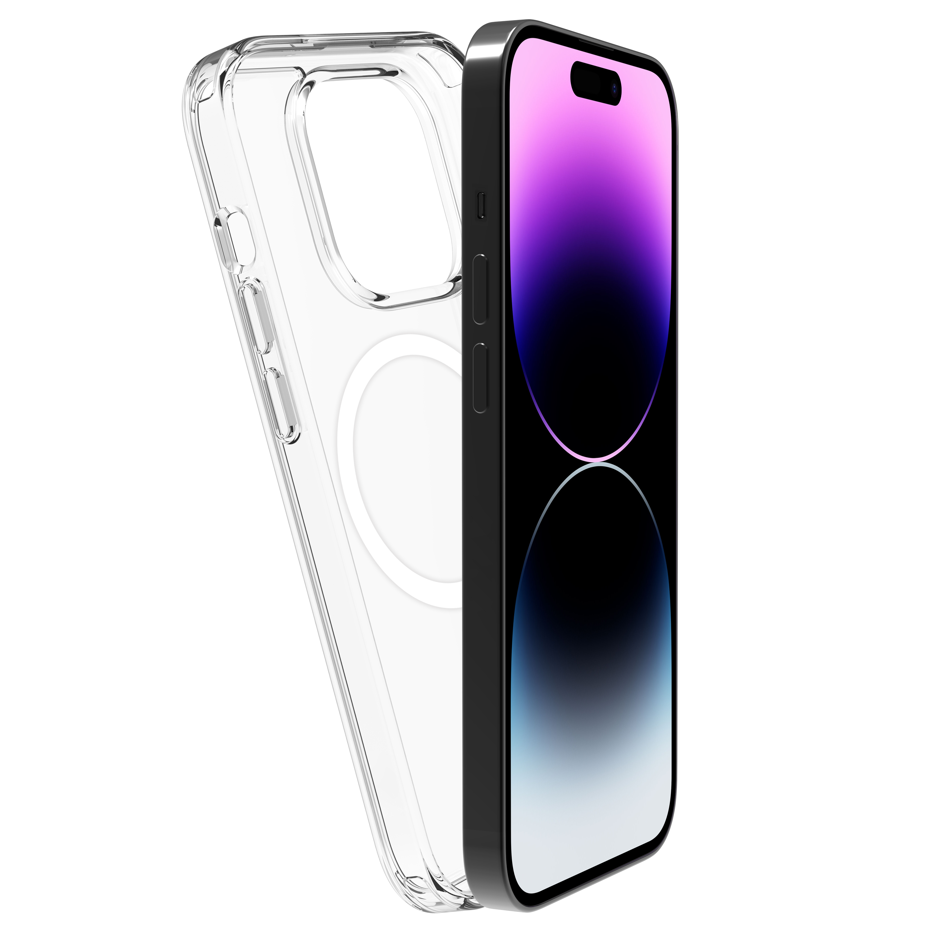 BeHello iPhone 14 Pro Clear case met magnetische ring transparant