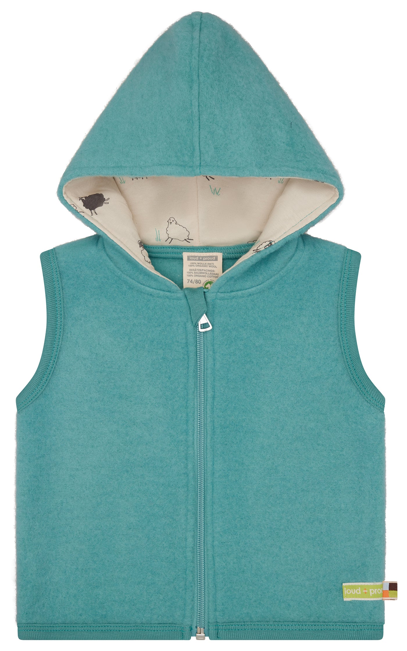Wollfleece-Weste mit Kapuze