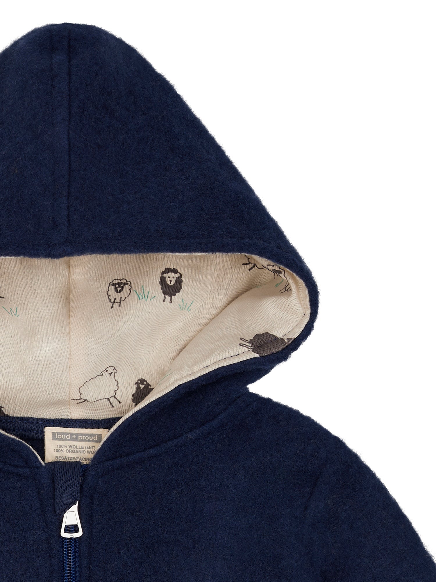 Wollfleece-Jacke mit Kapuze