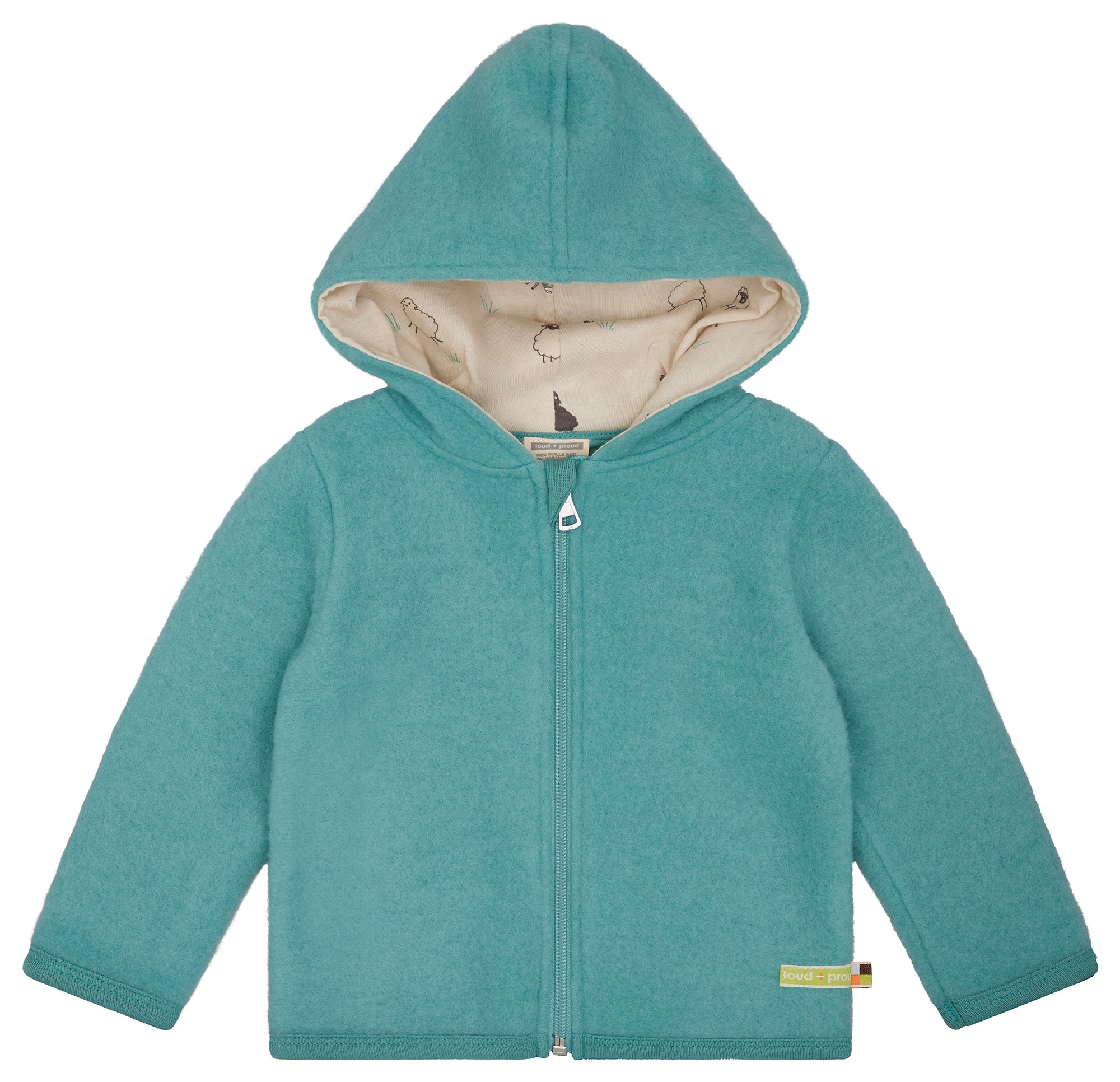 Wollfleece-Jacke mit Kapuze