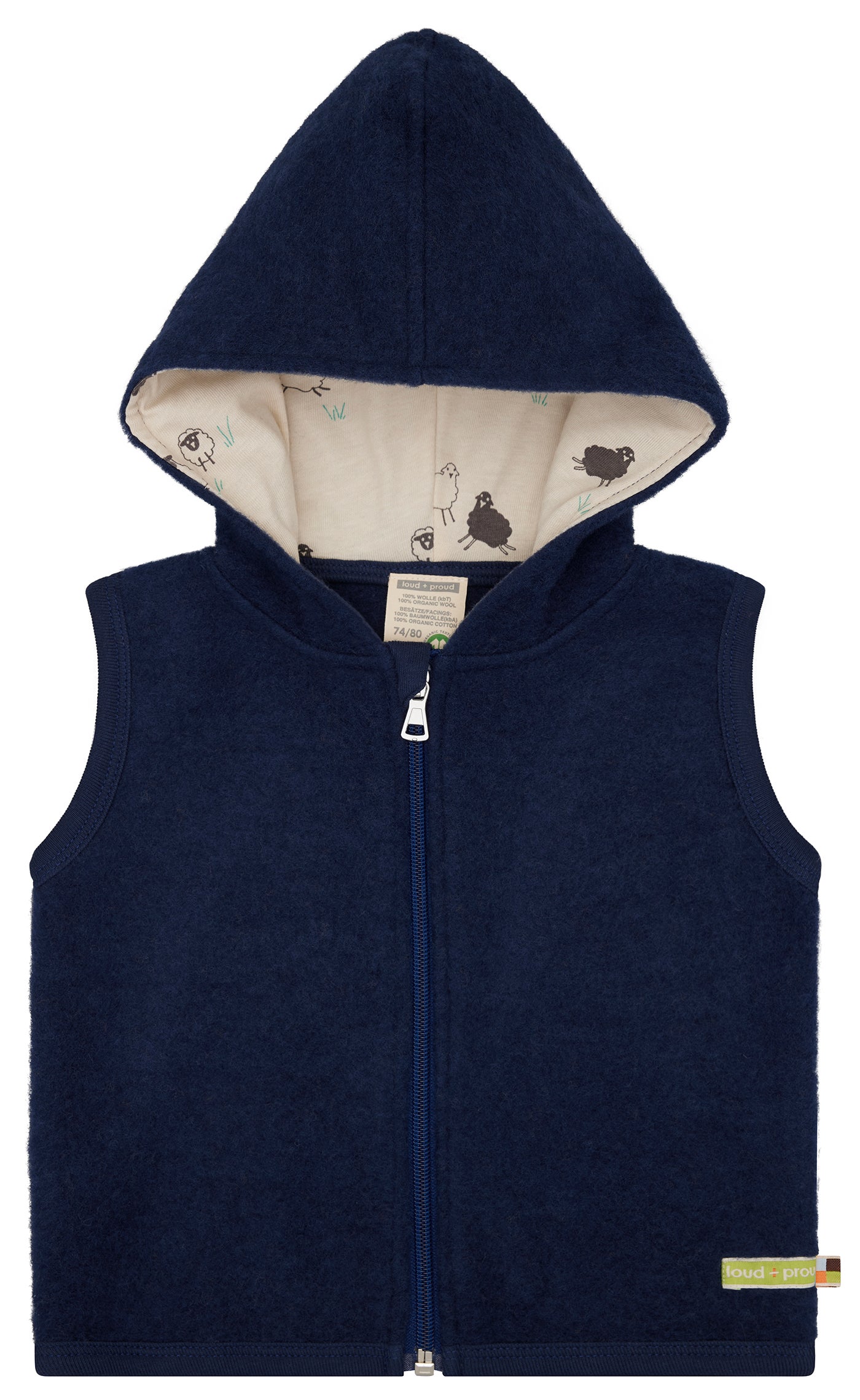 Wollfleece-Weste mit Kapuze
