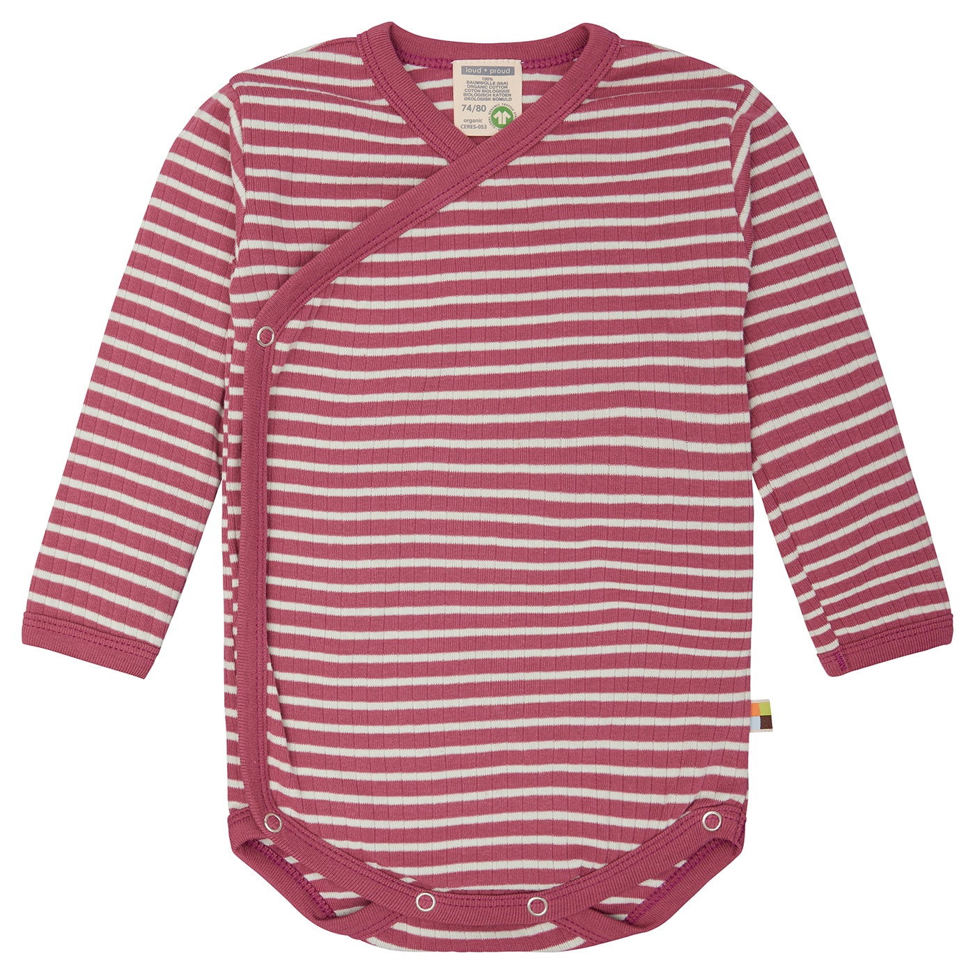 Wrap bodysuit long-sleeved striped with ribbed Wrap bodysuit long-sleeved striped with ribbed