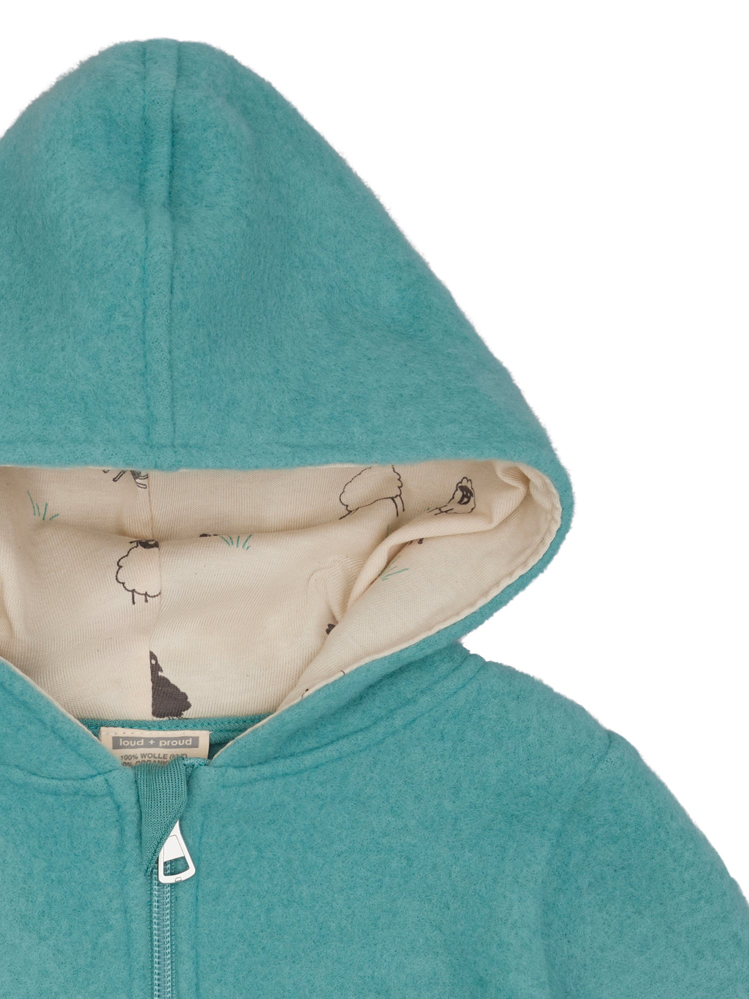 Wollfleece-Jacke mit Kapuze