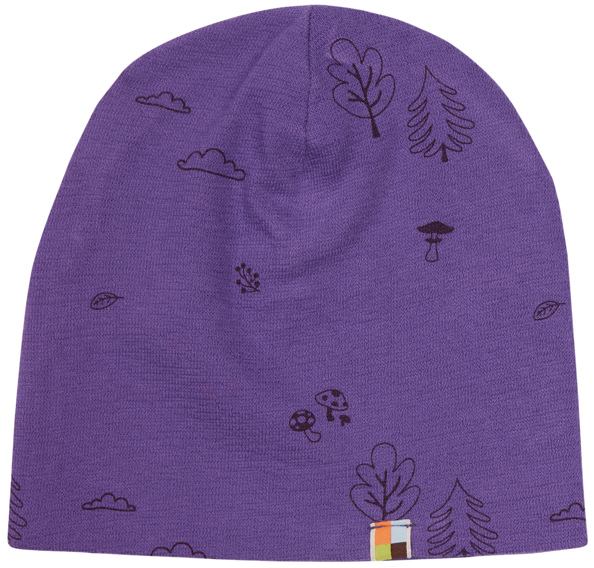 Beanie in structured knit with print. Beanie in structured knit with print.