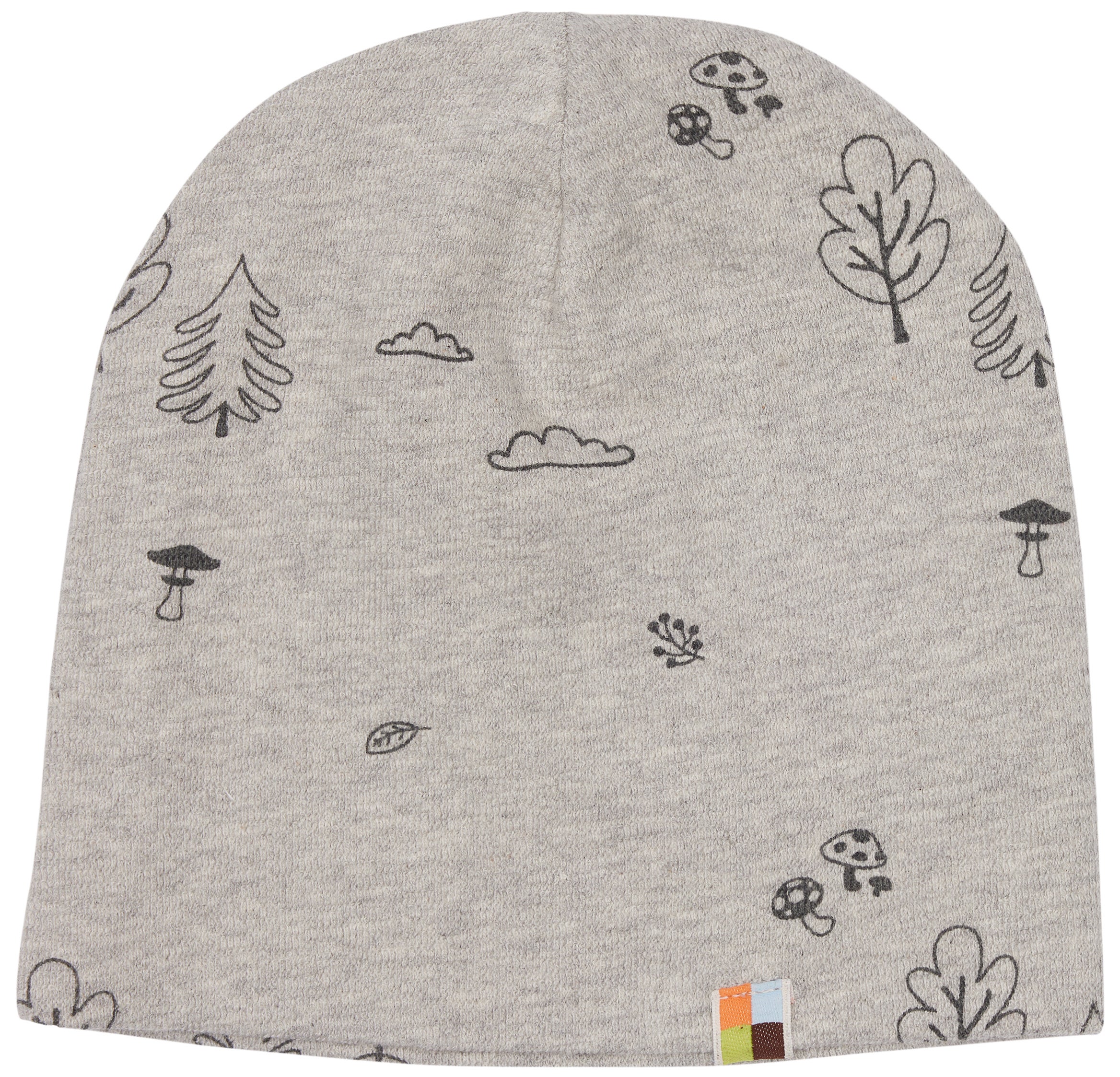 Beanie in structured knit with print. Beanie in structured knit with print.