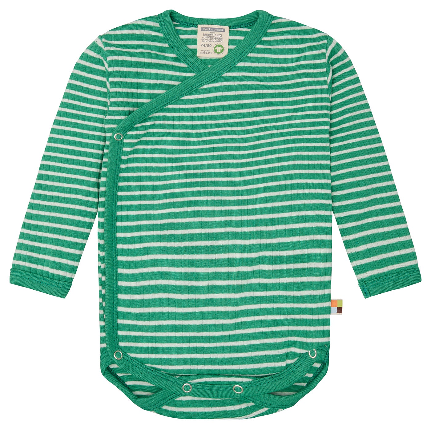 Wrap bodysuit long-sleeved striped with ribbed Wrap bodysuit long-sleeved striped with ribbed