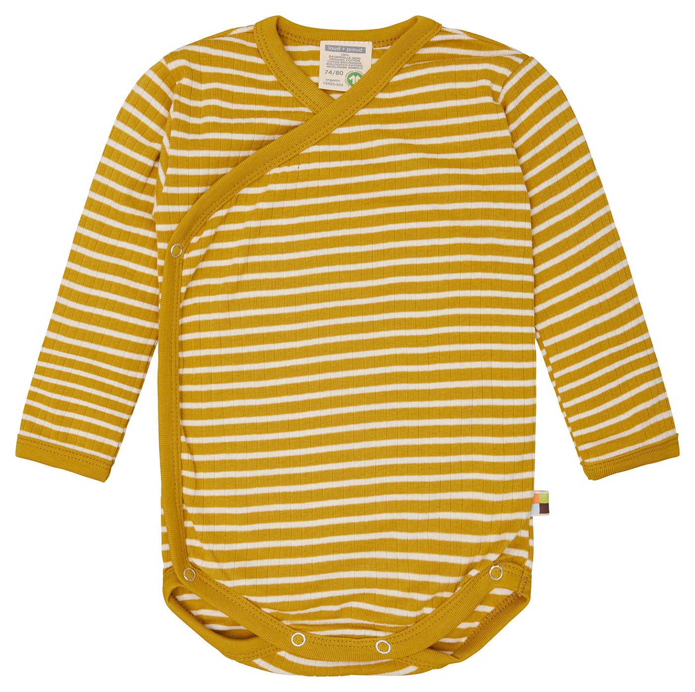Wrap bodysuit long-sleeved striped with ribbed Wrap bodysuit long-sleeved striped with ribbed