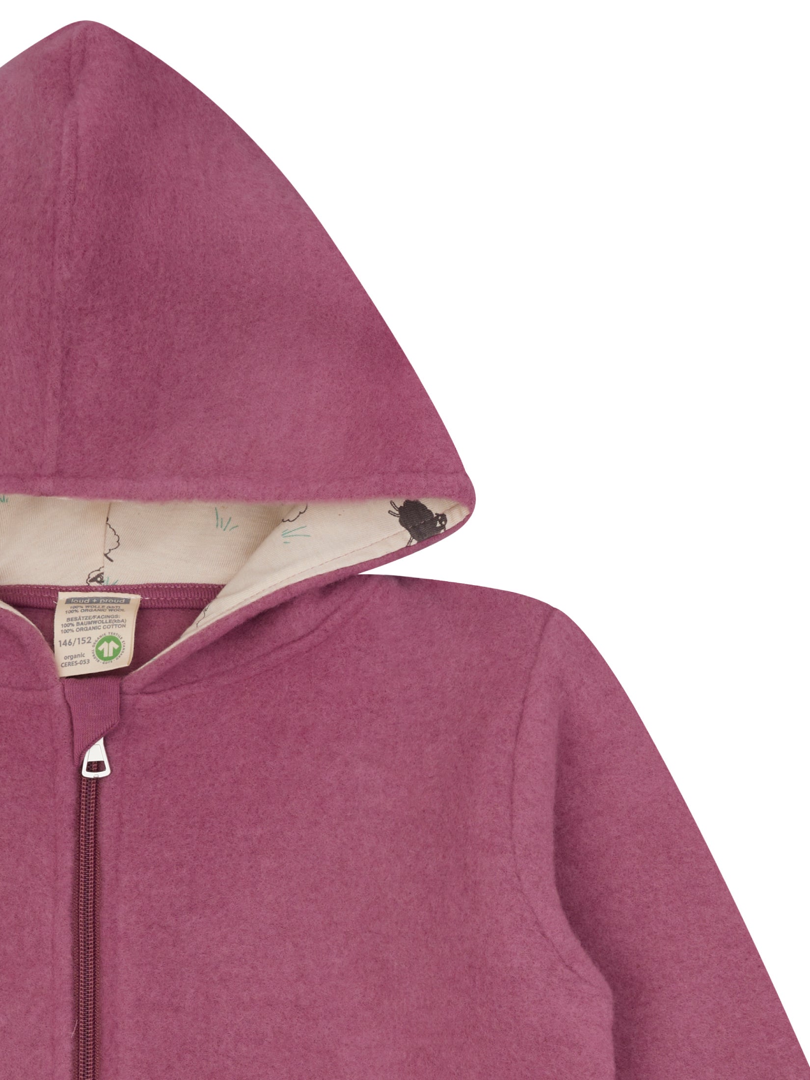Wool fleece jacket with hood