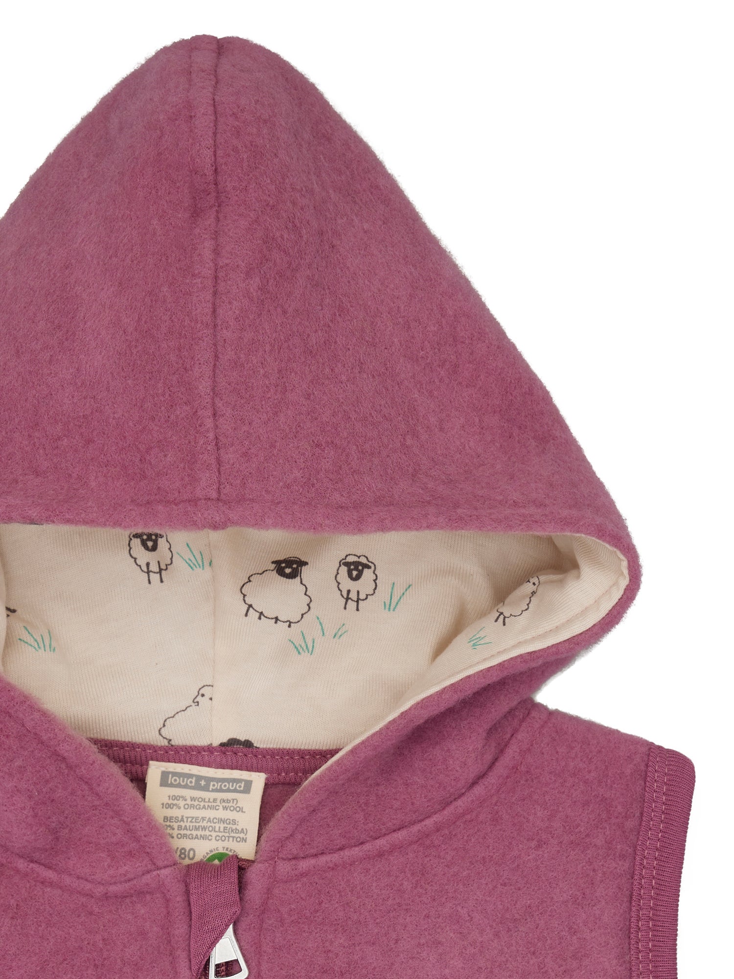 Wollfleece-Weste mit Kapuze
