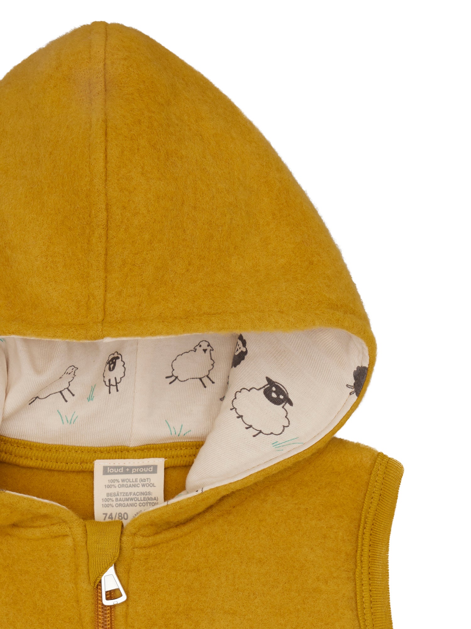 Wollfleece-Weste mit Kapuze