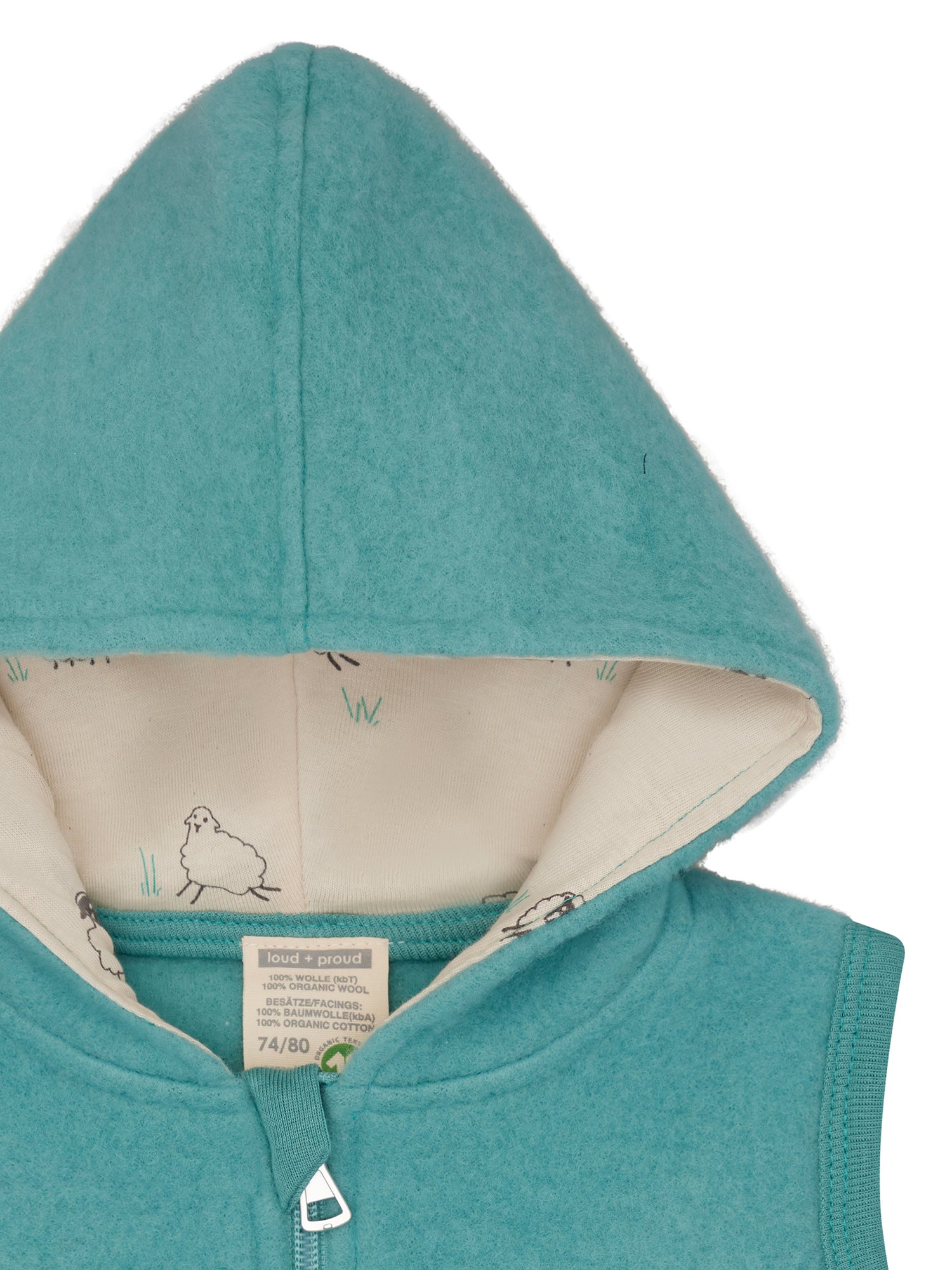 Wollfleece-Weste mit Kapuze