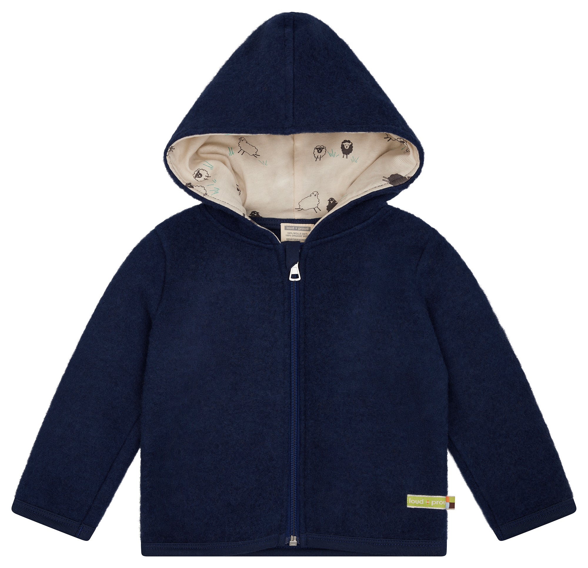 Wollfleece-Jacke mit Kapuze