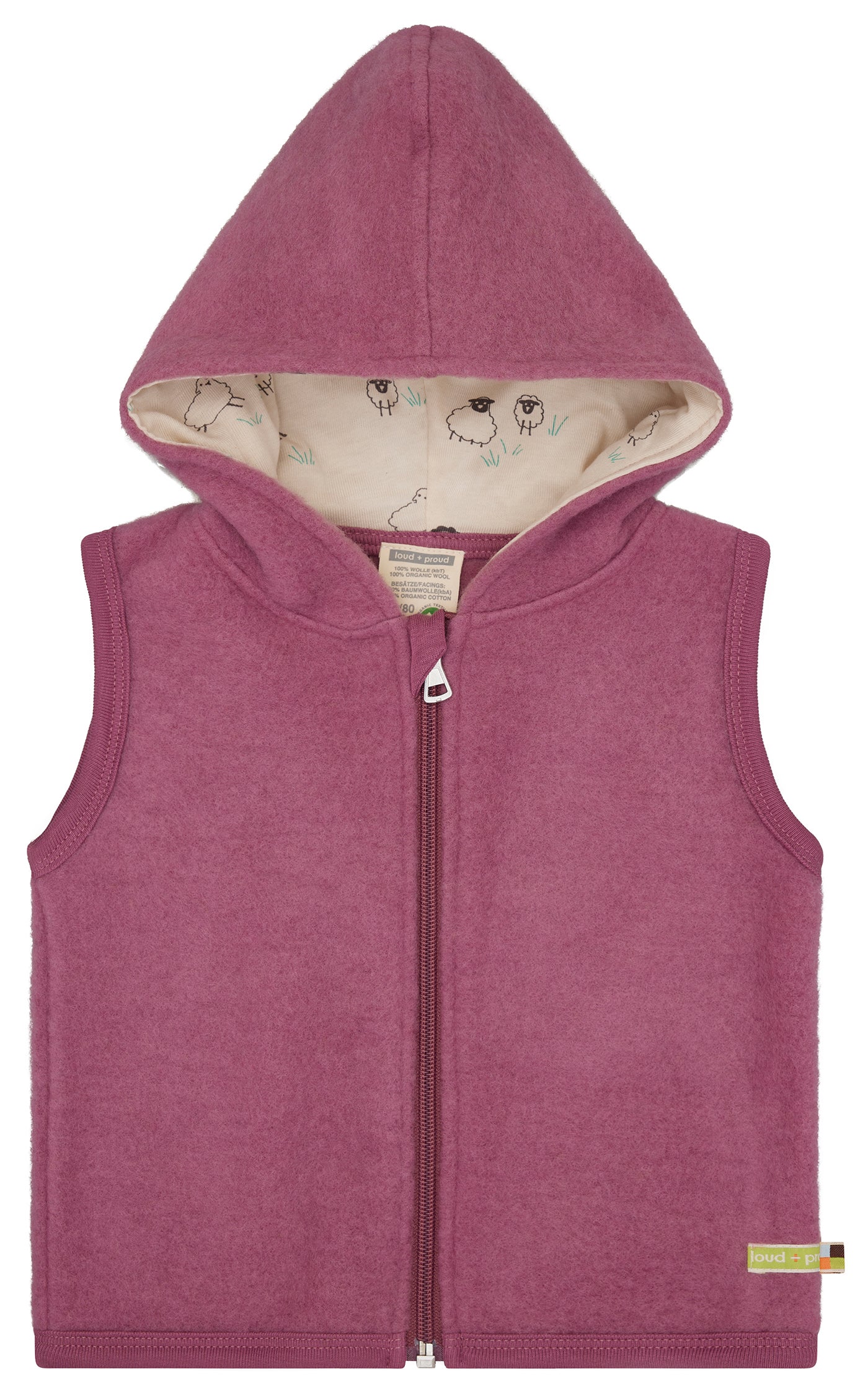 Wollfleece-Weste mit Kapuze