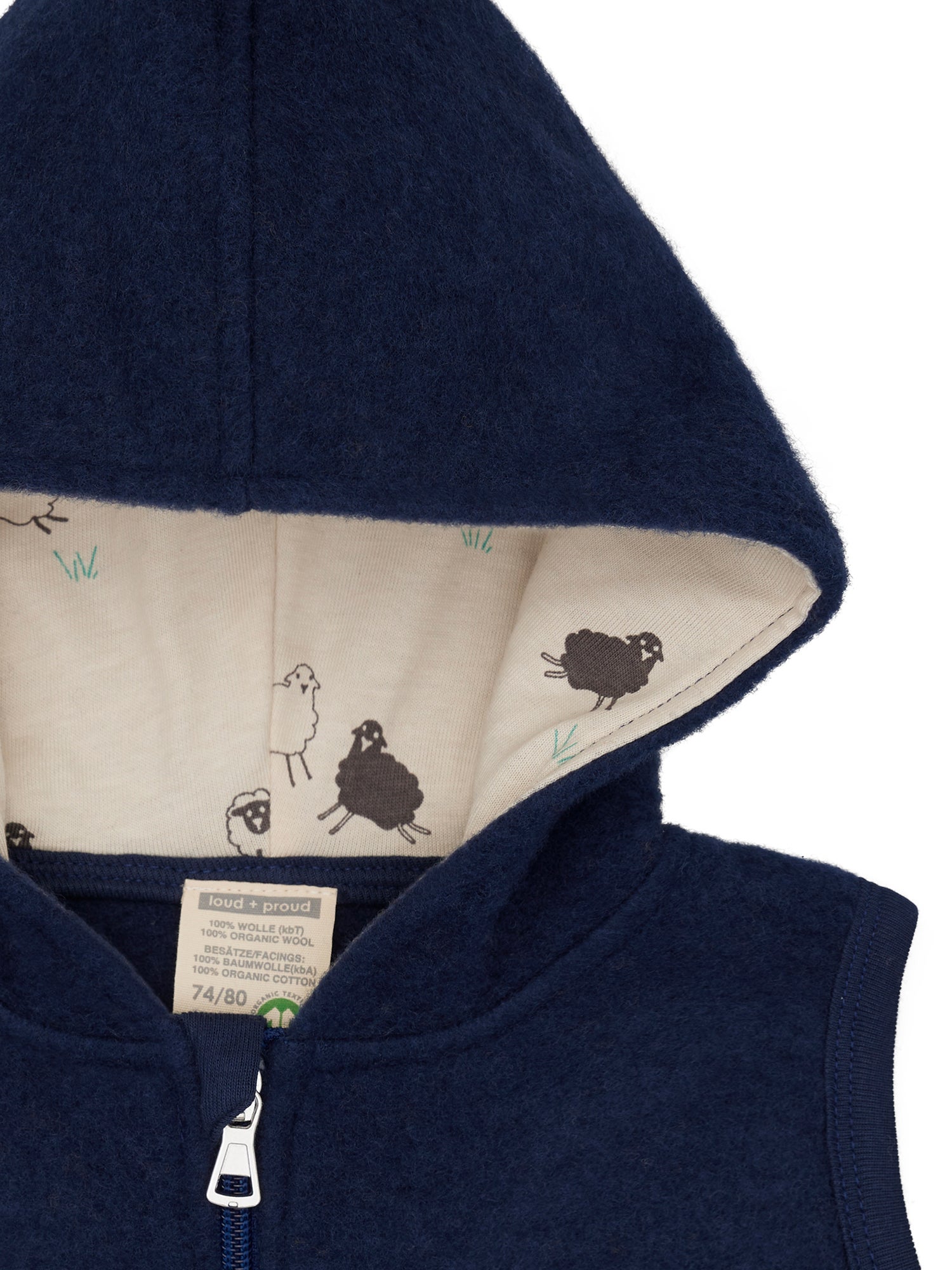 Wollfleece-Weste mit Kapuze