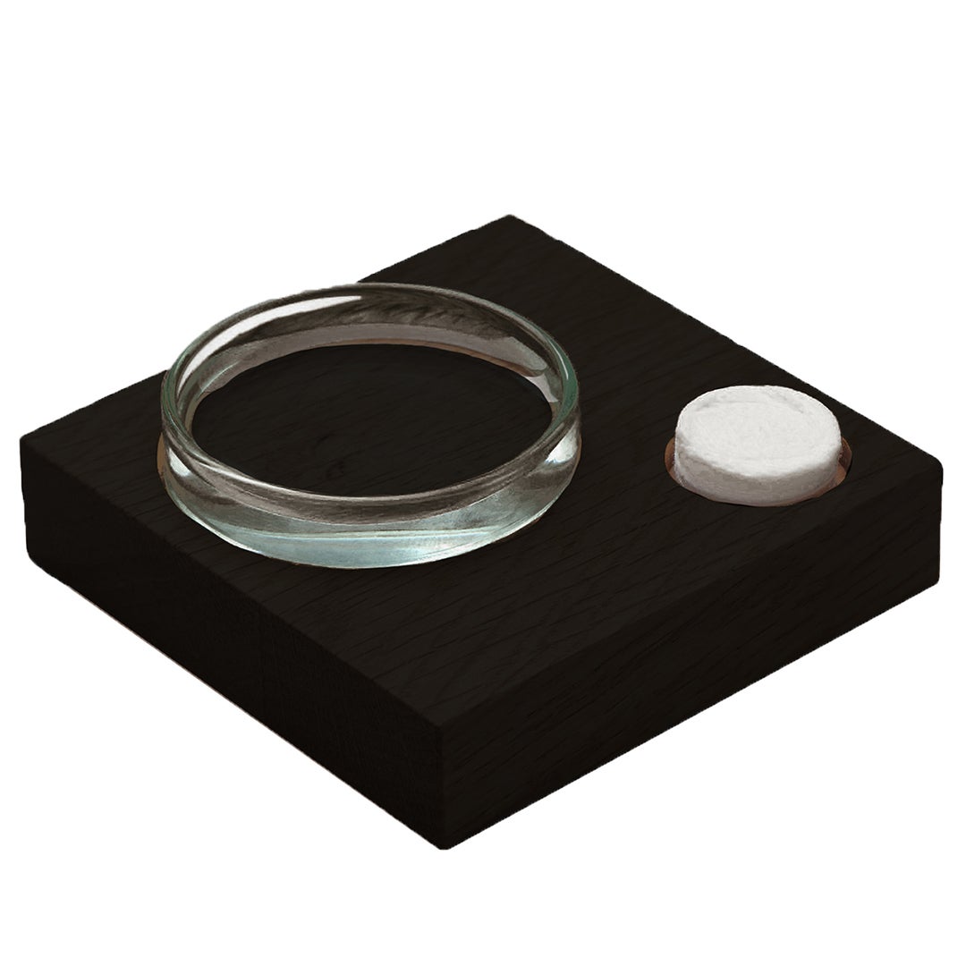 Holztray mit Glasschale