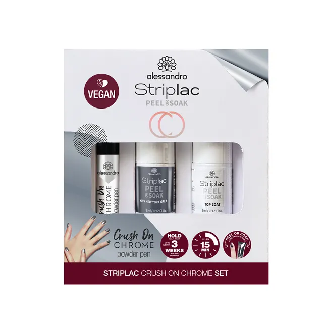 Striplac Peel or Soak SILVER CRUSH ON CHROMESET 3ER