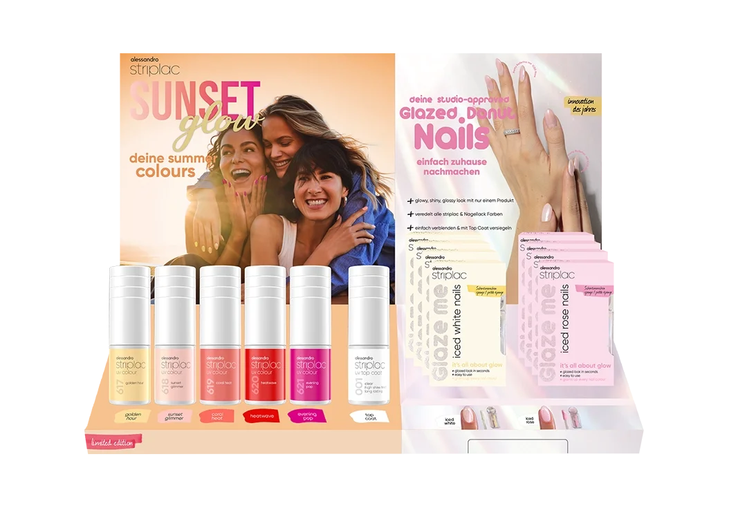 Striplac Display Sunset Glow + Glaze Me Pigmenten