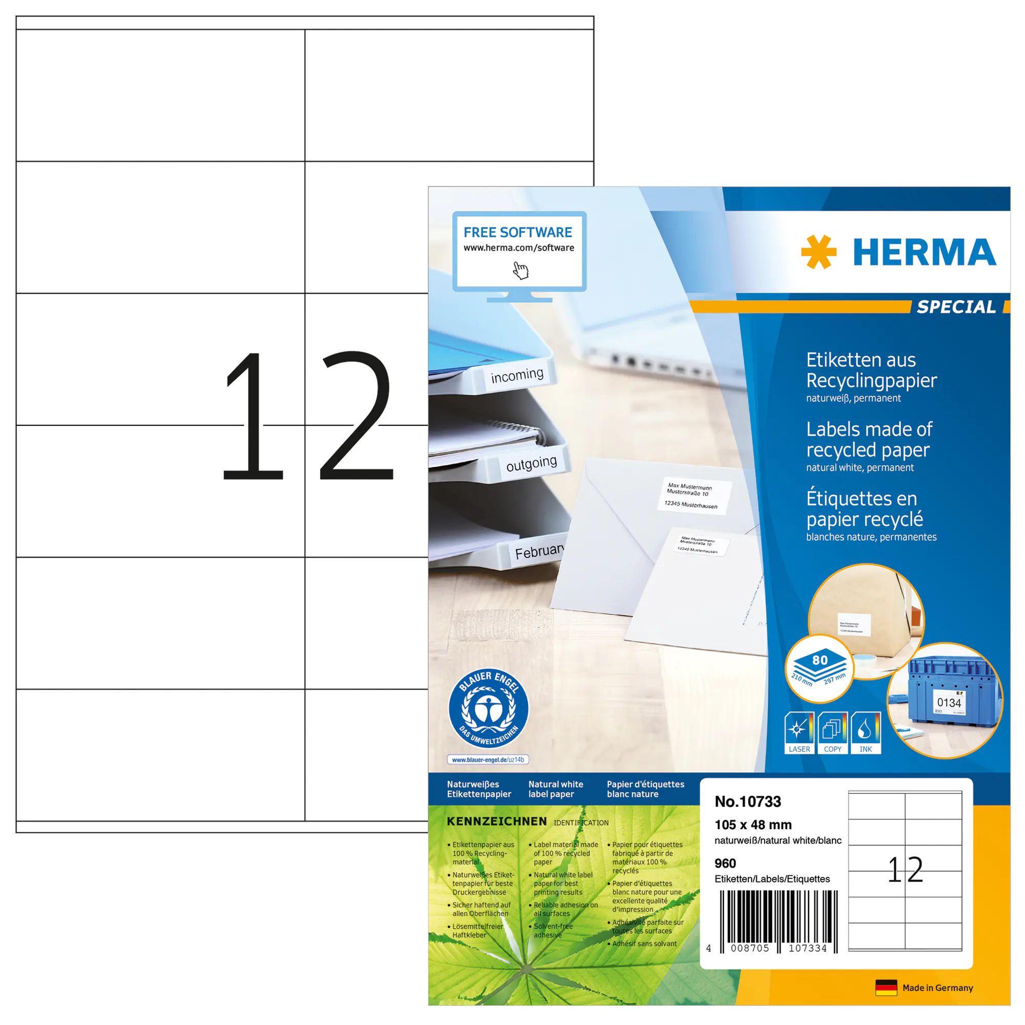 Herma Etikett RC 105x48mm natur ws 960St aus der Kategorie Etiketten