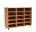 Klassenraumregal,  98 cm hoch, 140x40 cm (B/T), 15 Fächer, 3-spaltig aus der Kategorie Klassenraumregale HOLZ